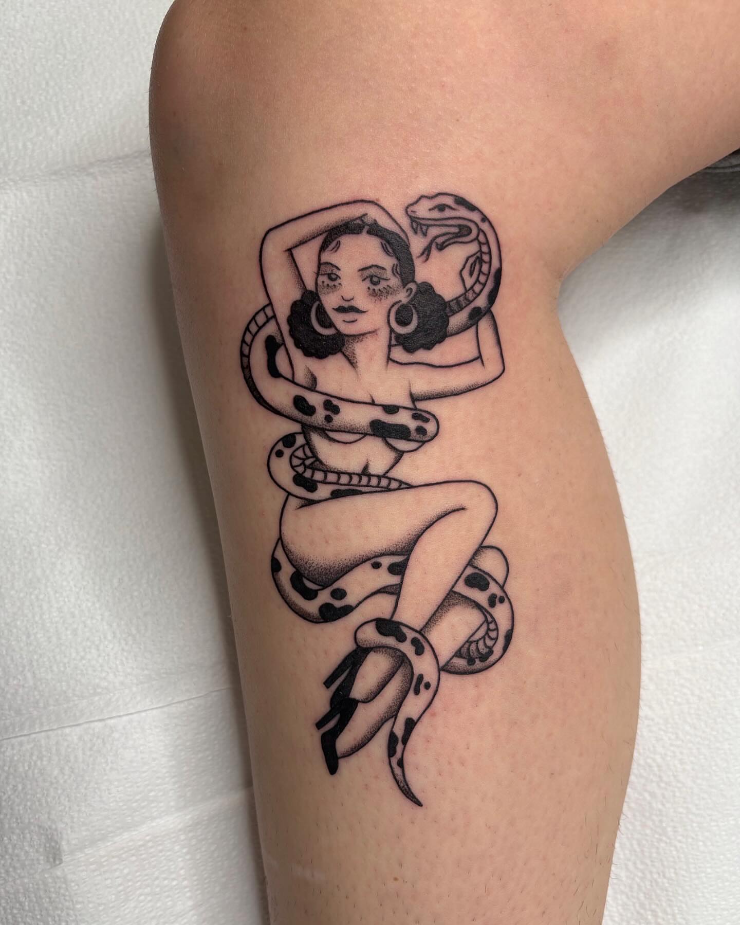 Tattoo by @pembrlily — black_and_grey