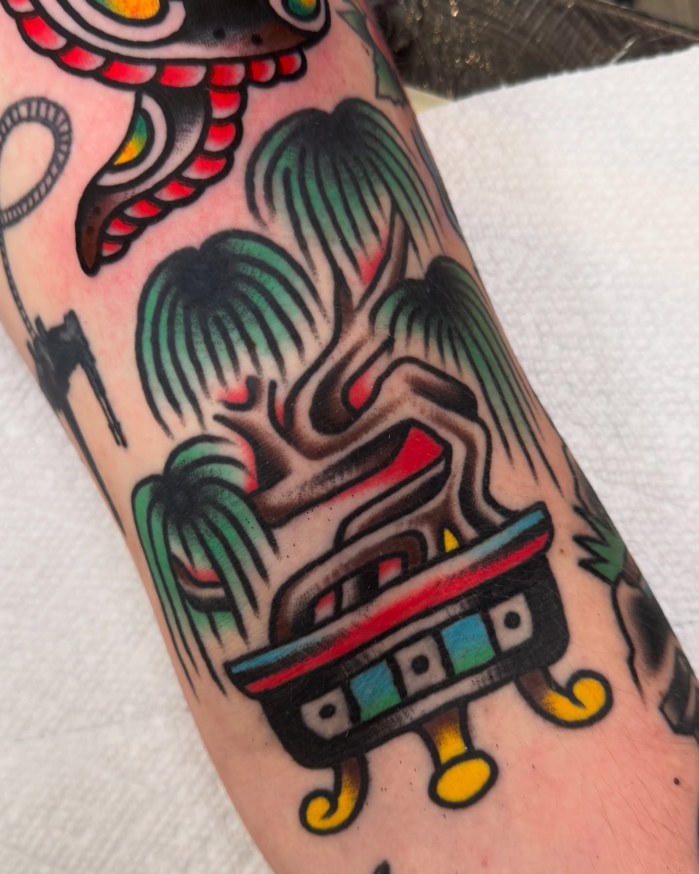 Car American traditional tattoo on the forearm by Cullen Bleser Quinn