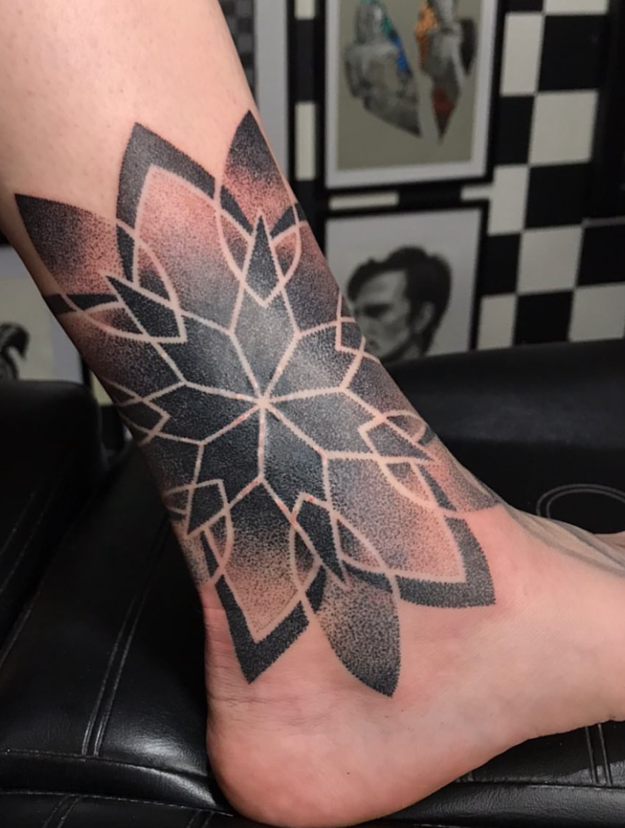 Tattoo by @bombaypainco — dotwork, geometric