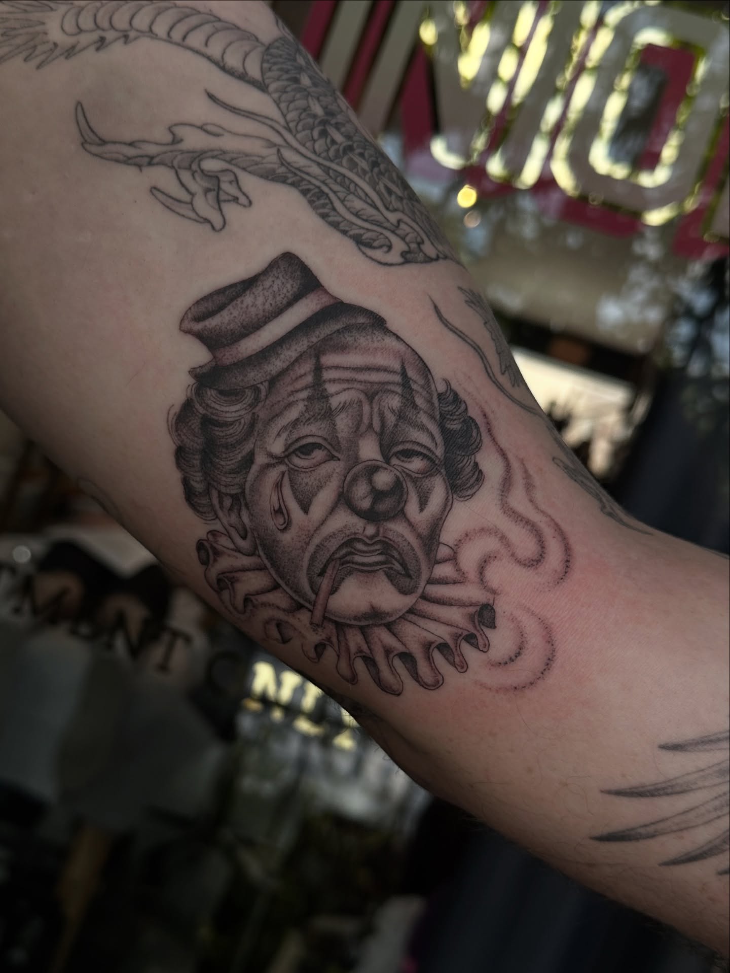 Clown head realism tattoo on the forearm by Адріянна Стабс 🇺🇦, New York, New York