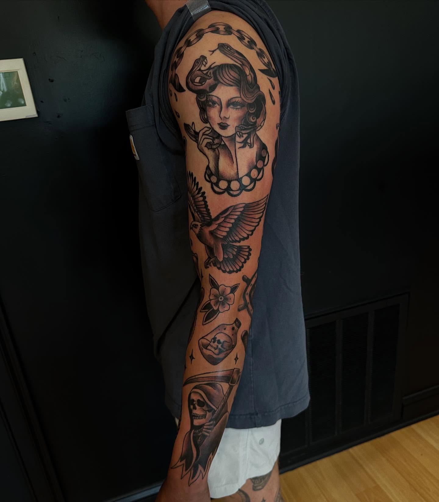 Tattoo by @wattsy.tattoos — american_traditional, black_and_grey