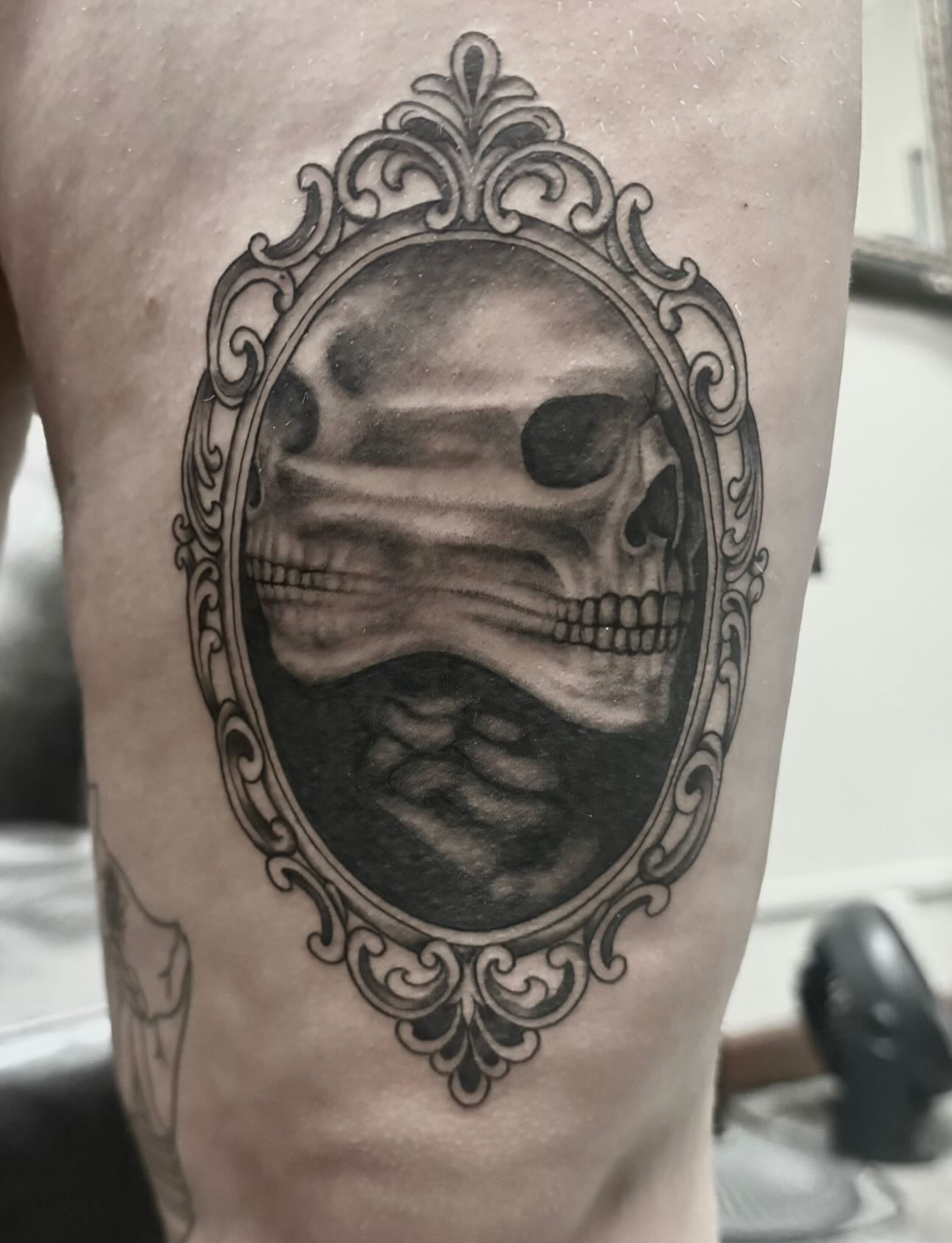 Tattoo by @carissaetattoos — black_and_grey, realism