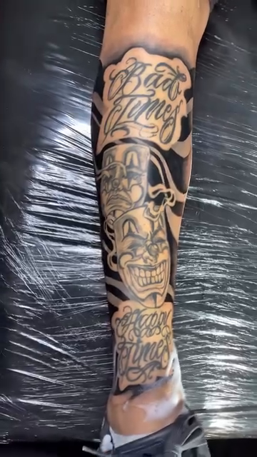 Tattoo by @sebastrussy — chicano, lettering_script