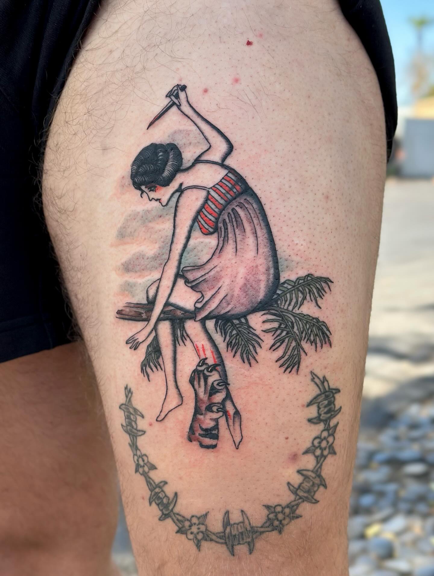 Tattoo by @natecreeper — american_traditional, dotwork