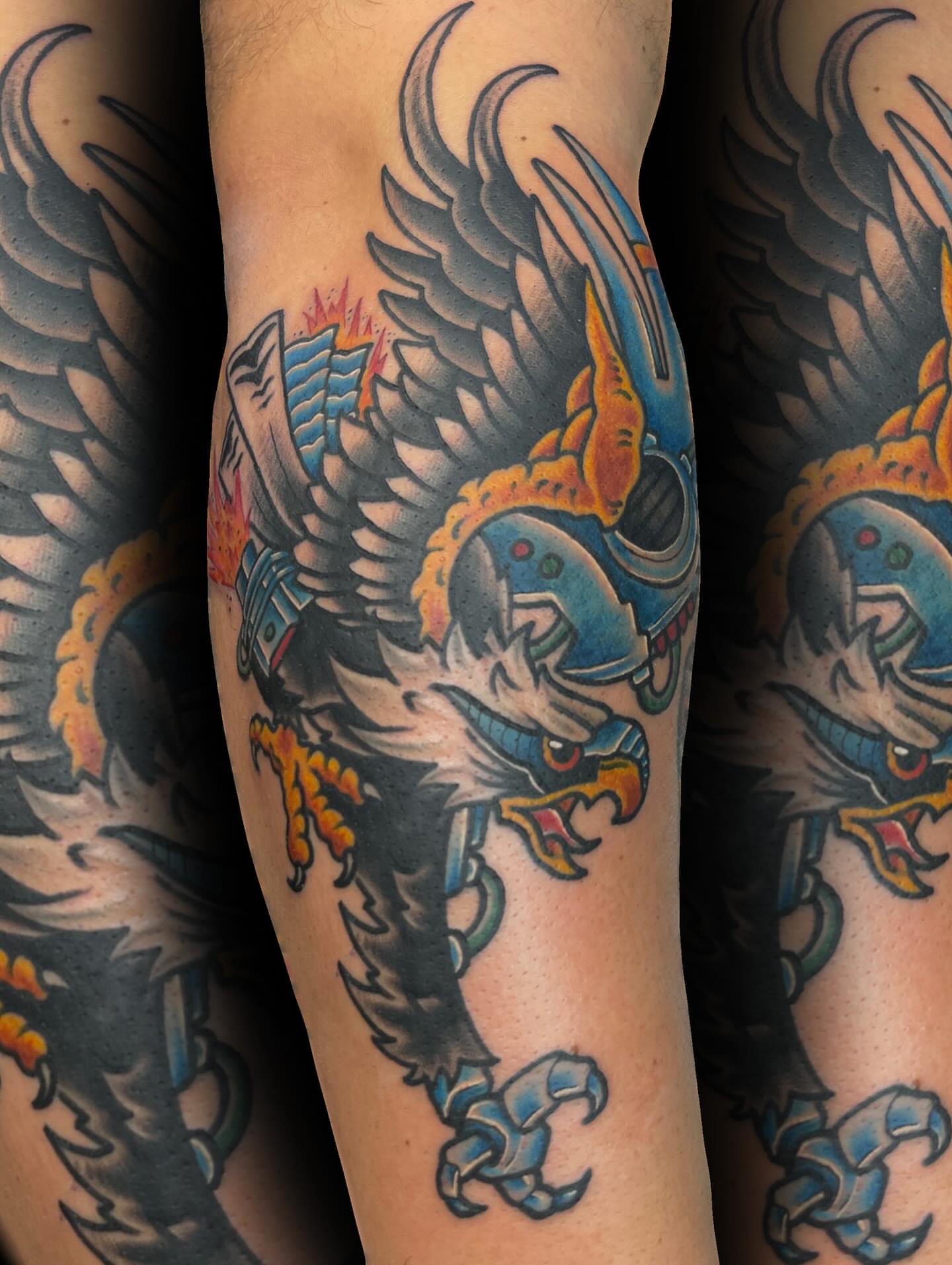 Eagle American traditional tattoo on the forearm by ᴄʜʀɪs ᴀᴠᴇʀᴀ