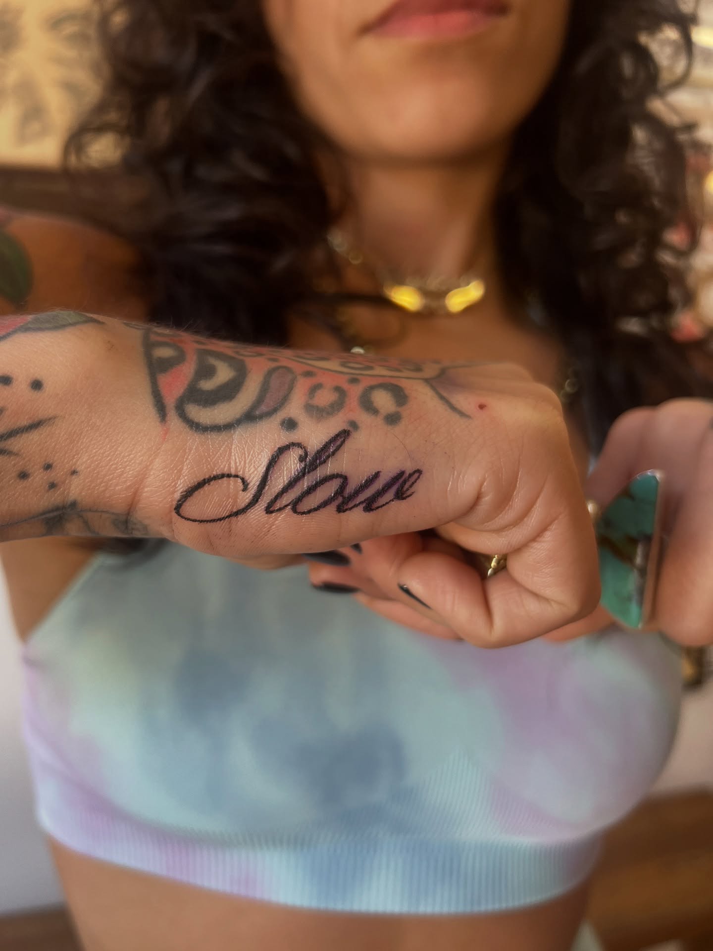Script lettering lettering script tattoo on the forearm by @syrenbier, San Francisco, California