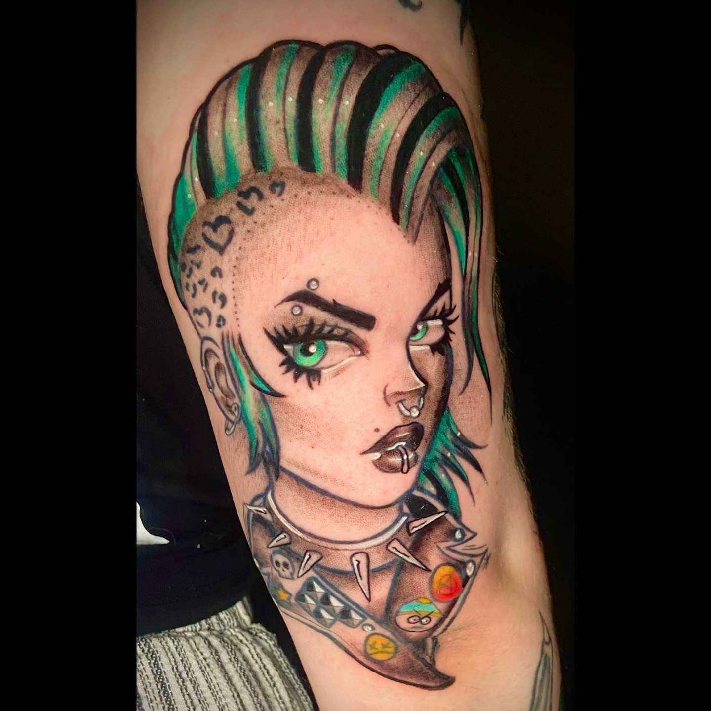 Punk girl new school tattoo on the forearm by Vincent Figuccio