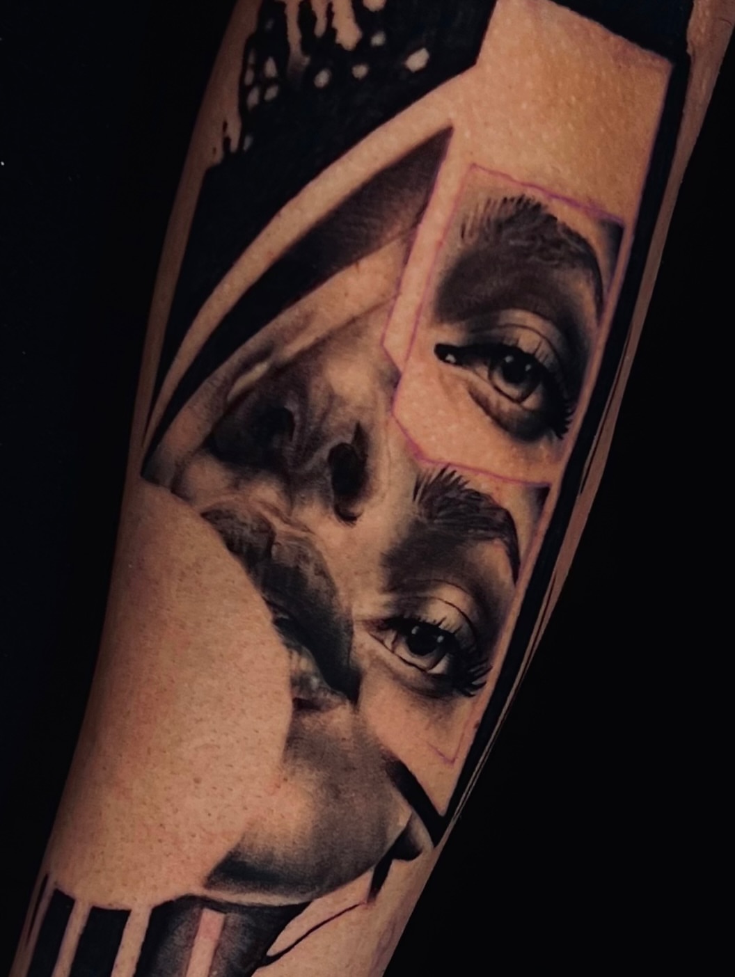 Woman's face realism tattoo on the forearm by Matthew Diaz