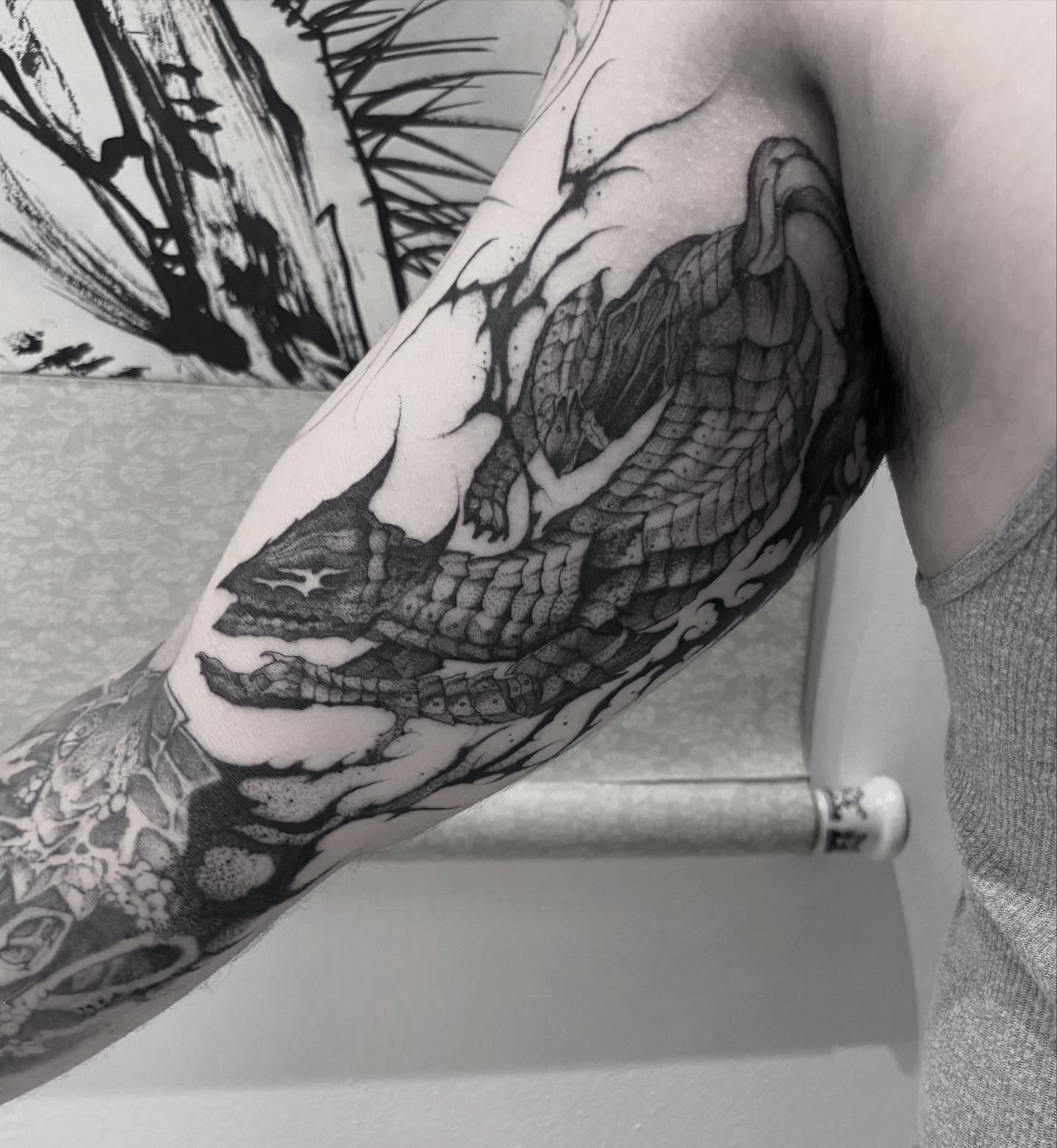 Tattoo by @blightttattoo — black_and_grey, realism