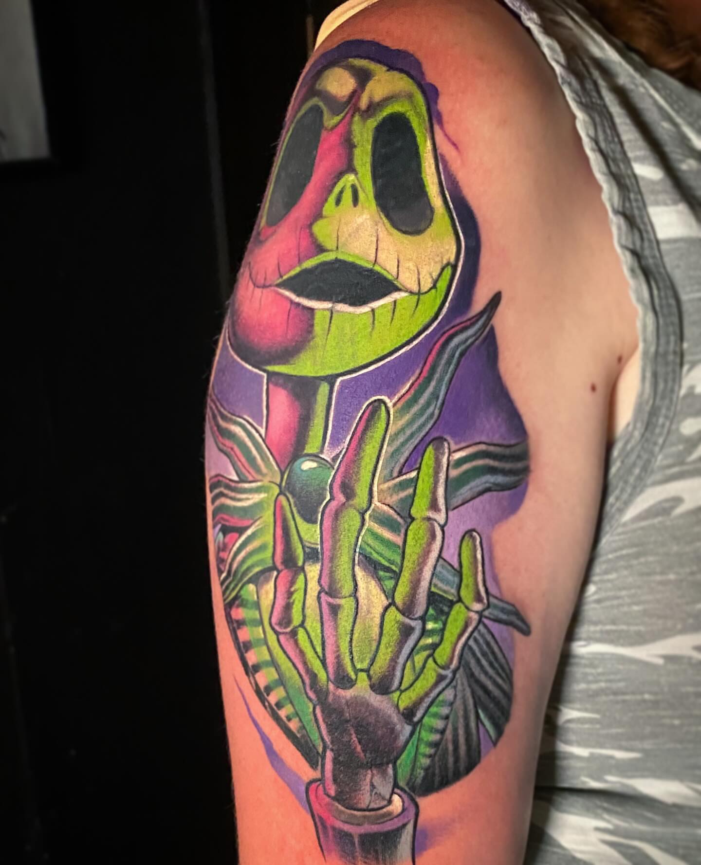 Jack Skellington dark realism tattoo on the forearm by Picasso Dular, Lake Forest, California