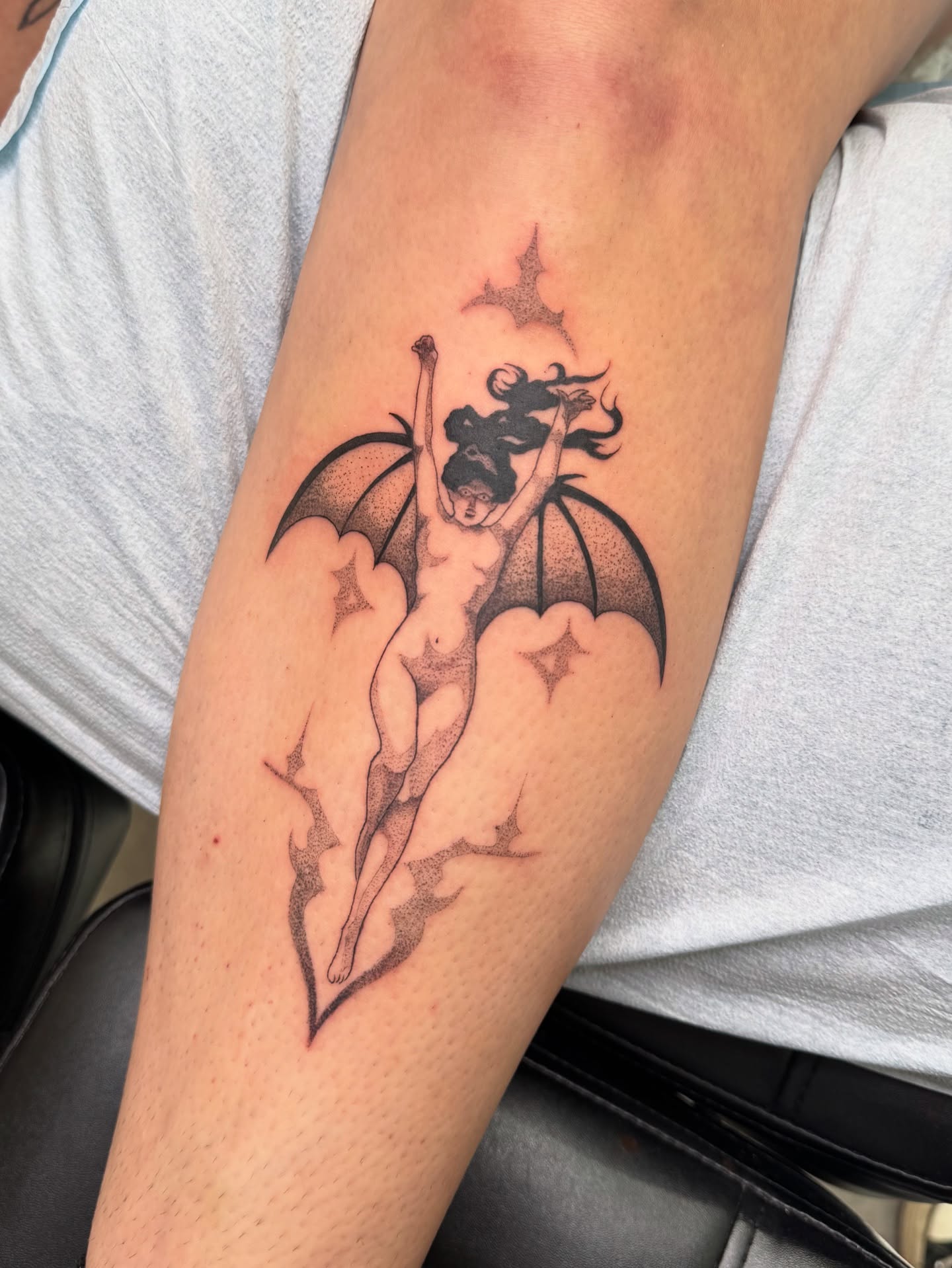 Tattoo by @mollyjonestattoo — dotwork, black_and_grey