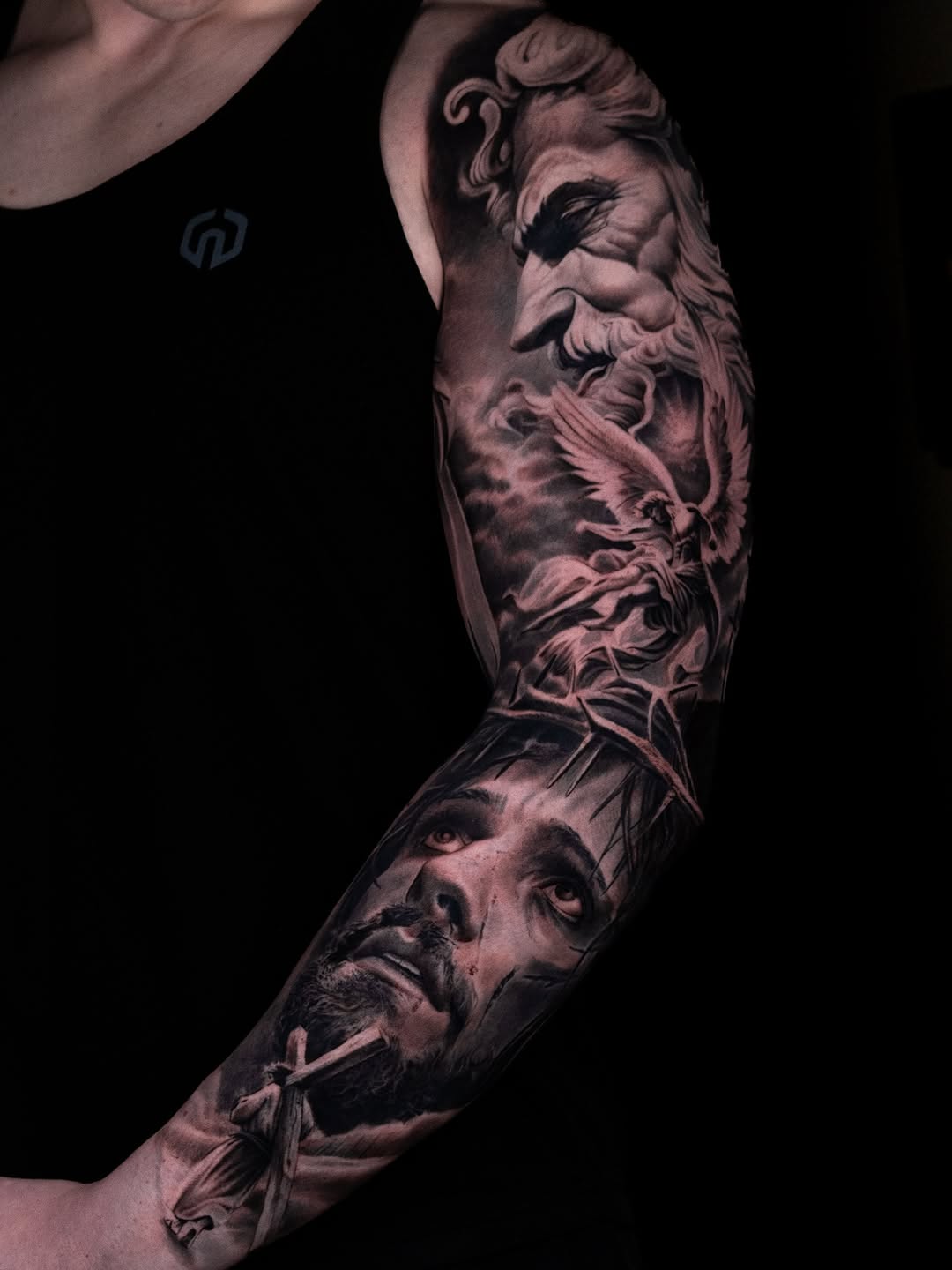 Tattoo by @davidbaenatattoo — realism, black_and_grey