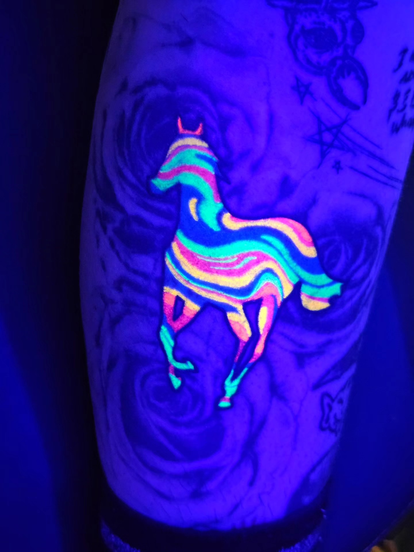 Unicorn new school tattoo on the forearm by Bellz Rehder
