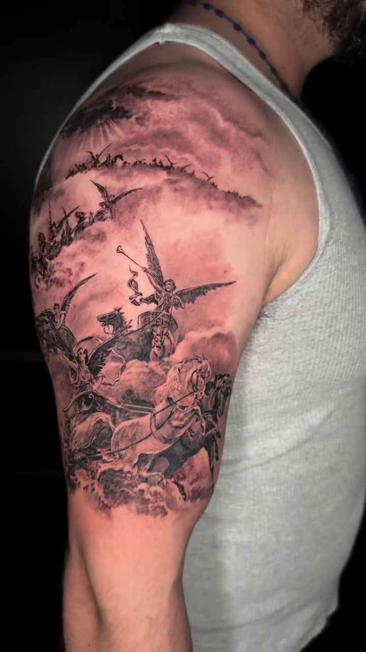 Tattoo by @tiantattooart — dark_realism, black_and_grey