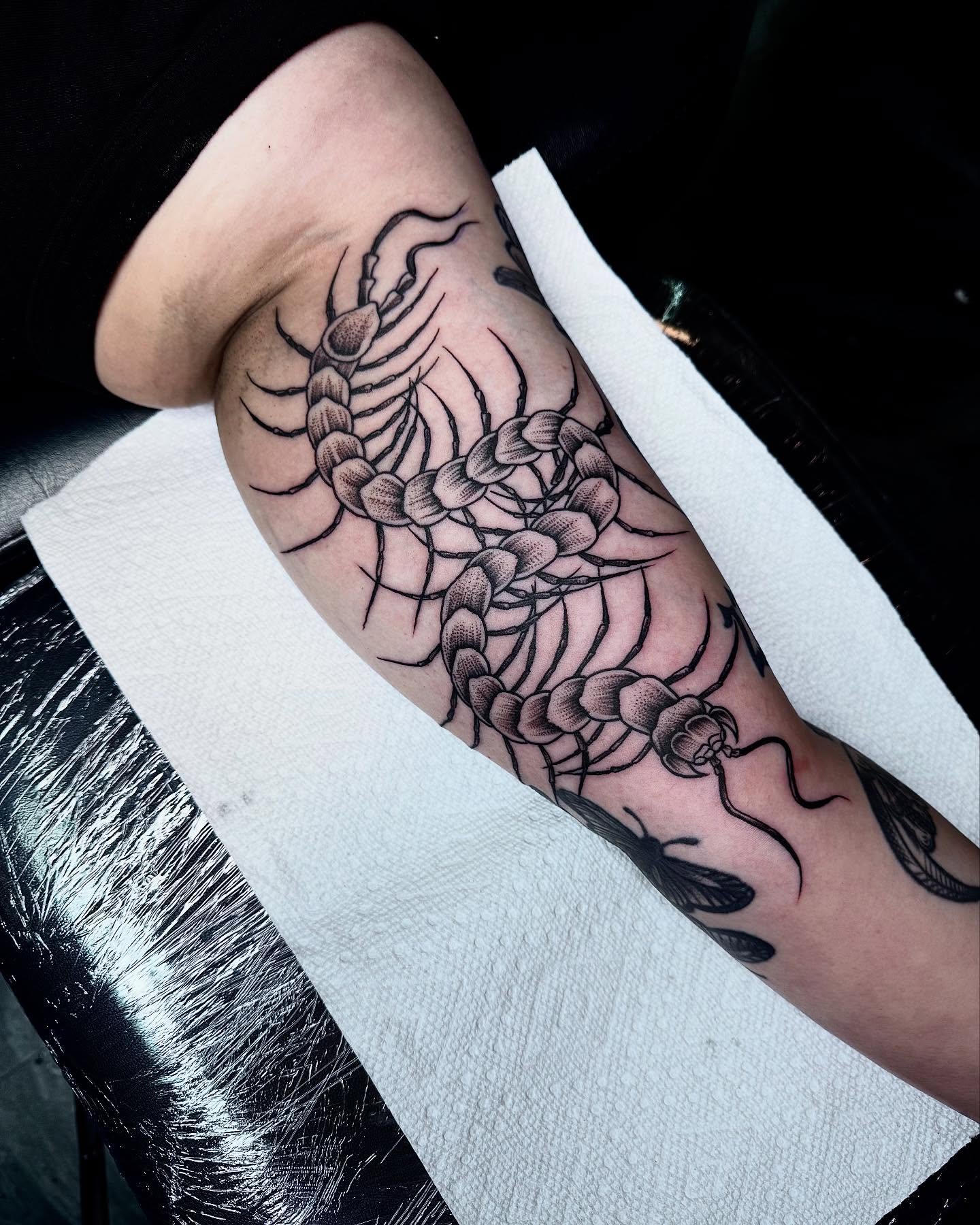Tattoo by @colby_tattoos — black_and_grey