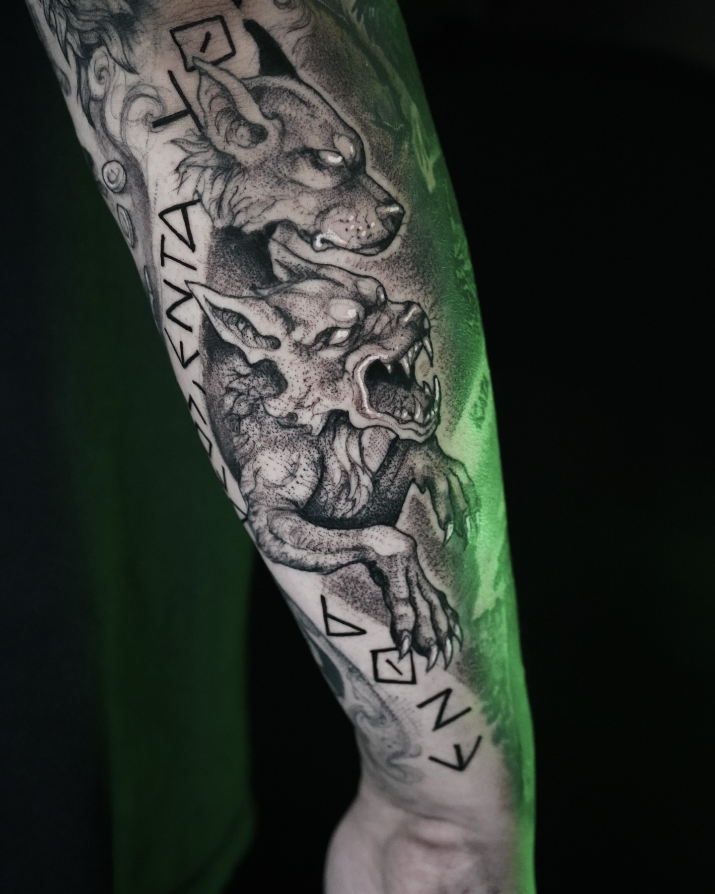 Tattoo by @evi_berry_falcon โ dotwork, black_and_grey