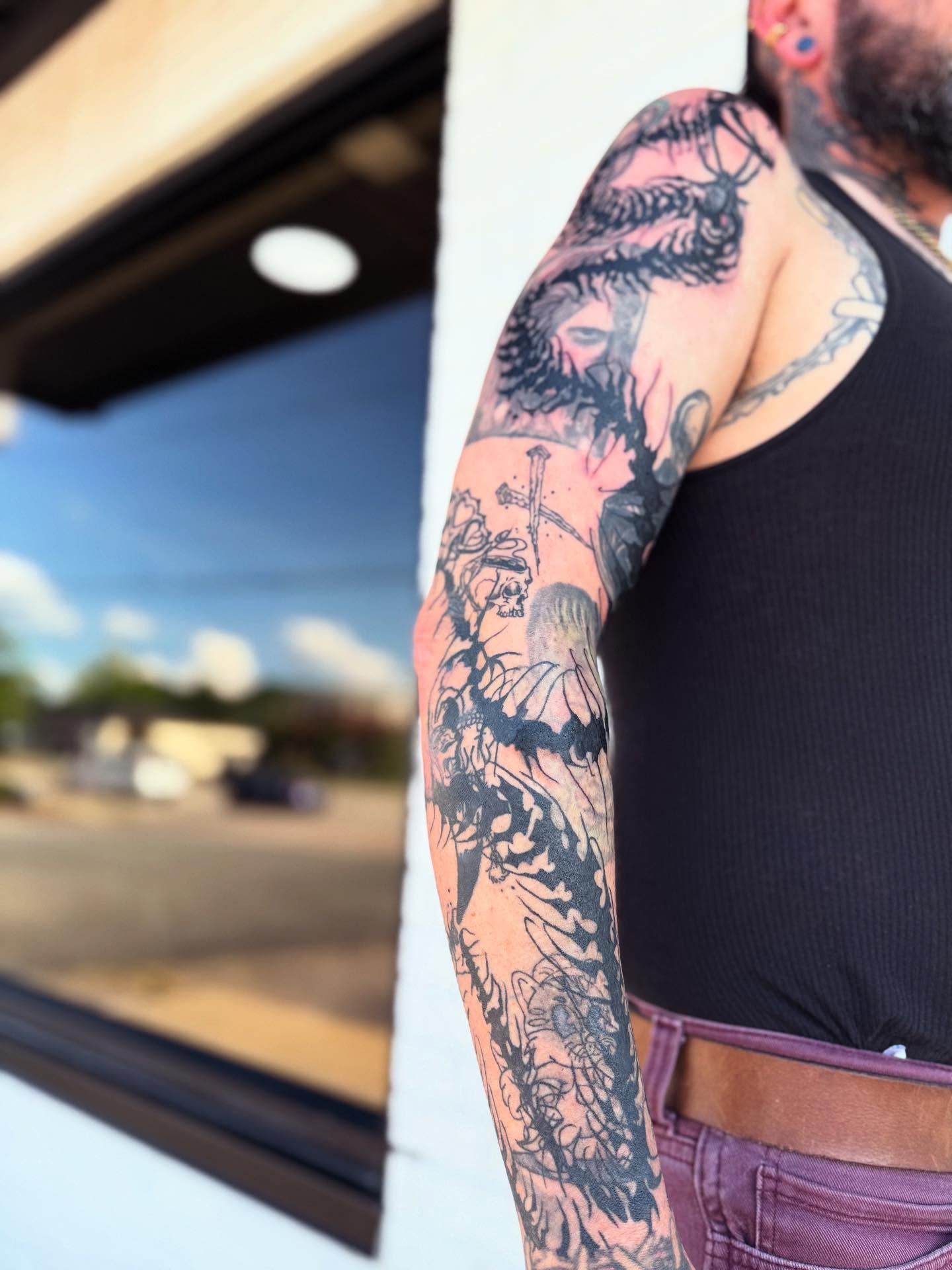 Tattoo by @artem.tattoos — black_and_grey, dotwork