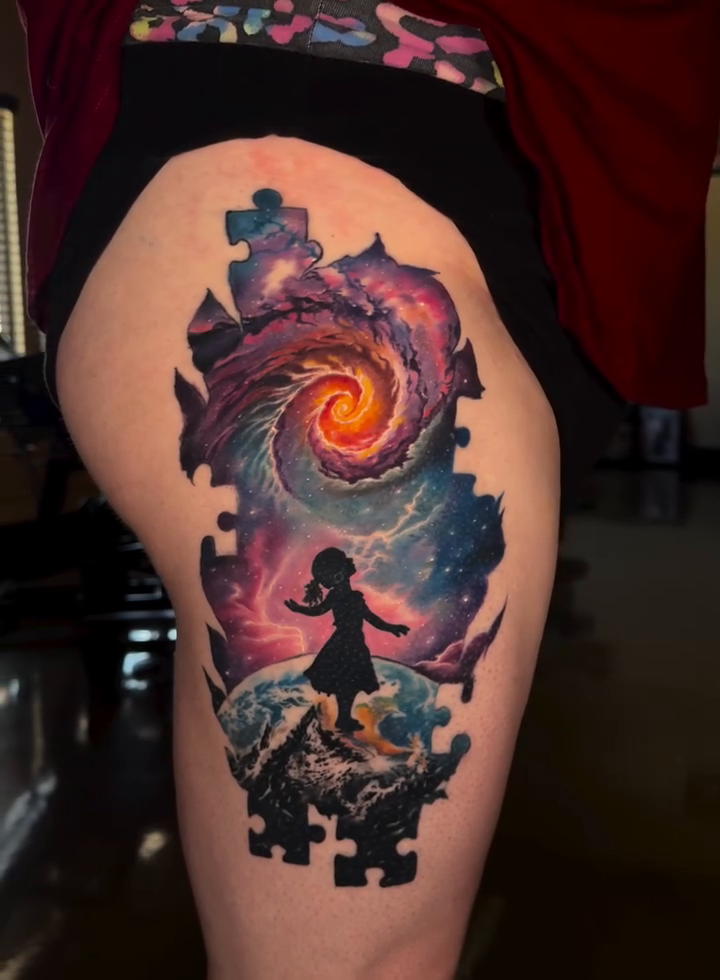 Girl in a cosmic vortex new school tattoo by ππ―ππ³π¦π° πππͺπ¬π«π±
