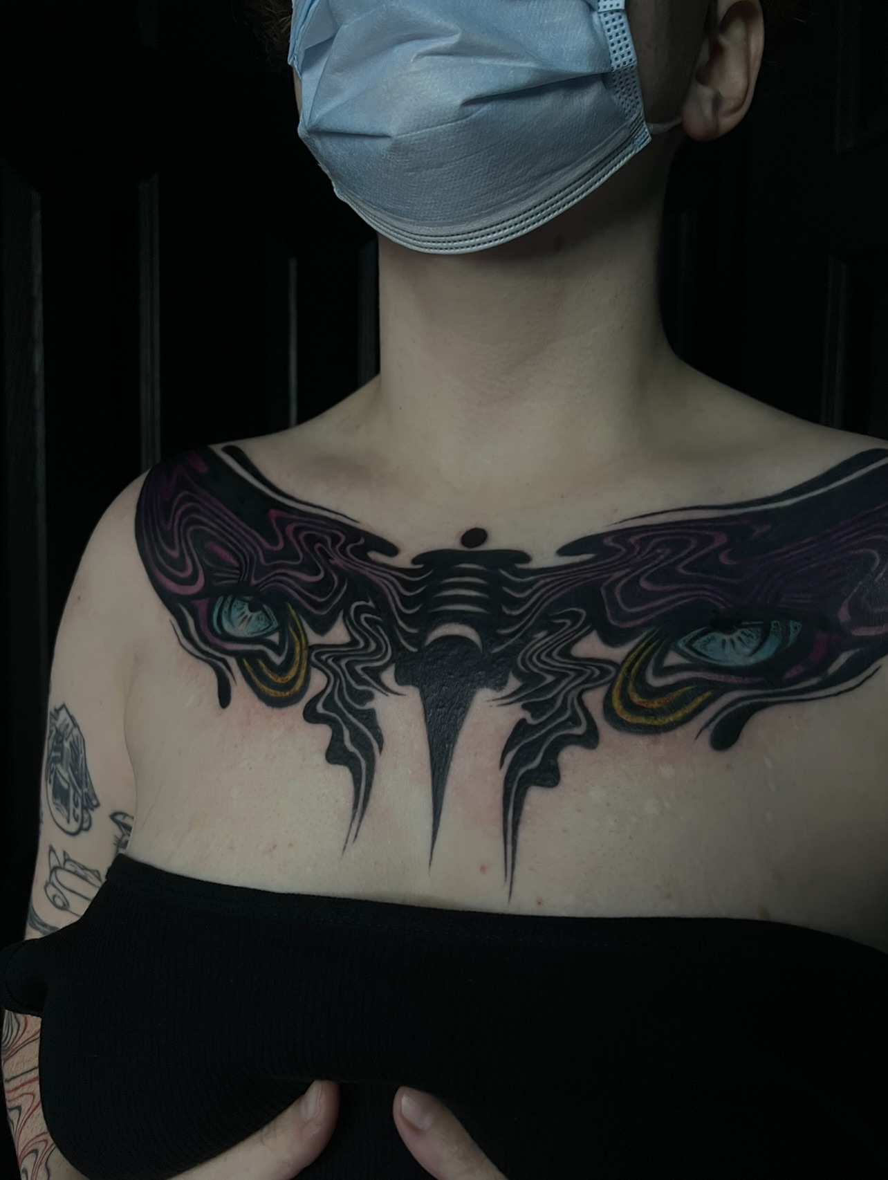 Abstract design geometric tattoo on the chest by ༒ boniandi༒