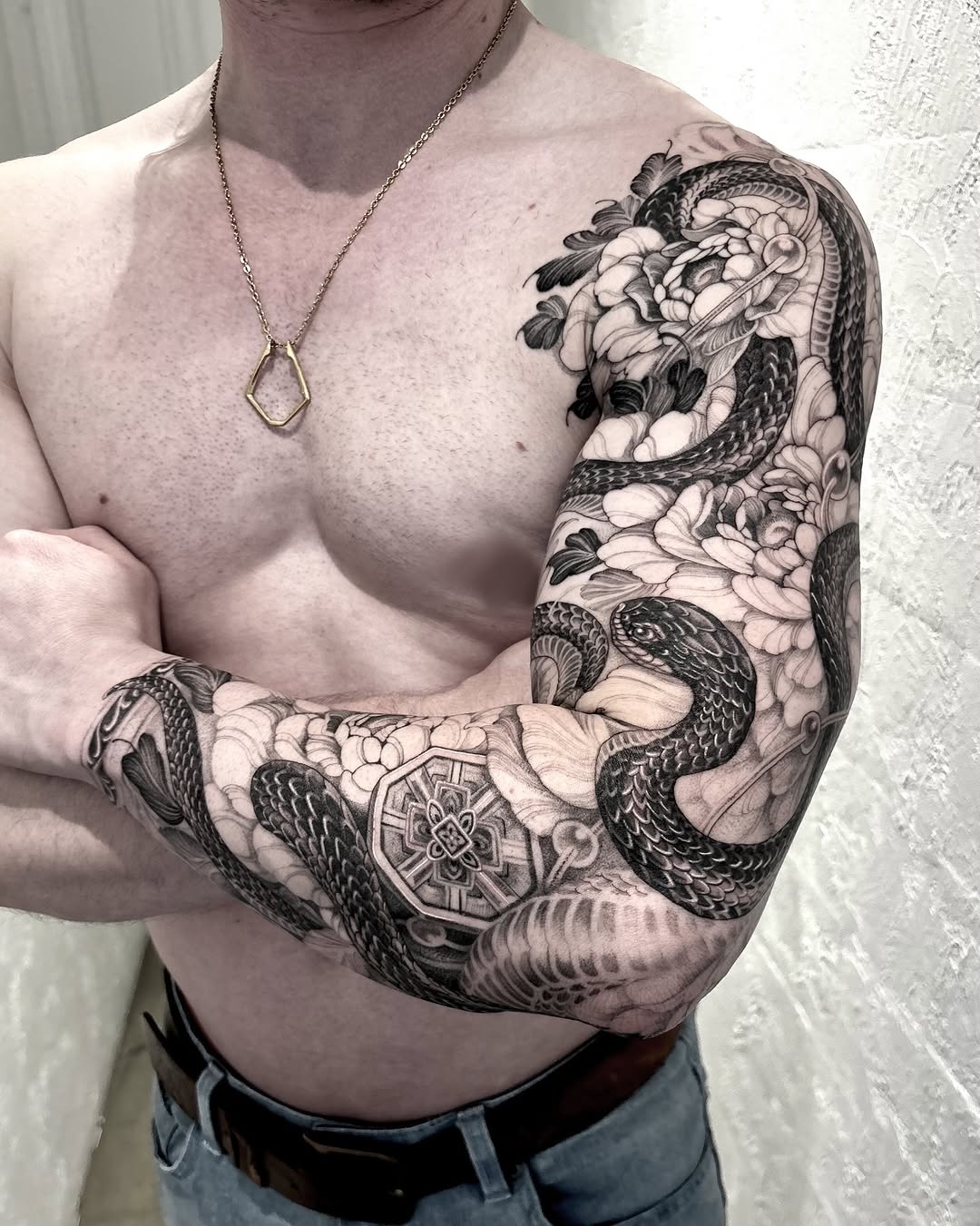Tattoo by @yongjuntattoo β japanese_irezumi, black_and_grey