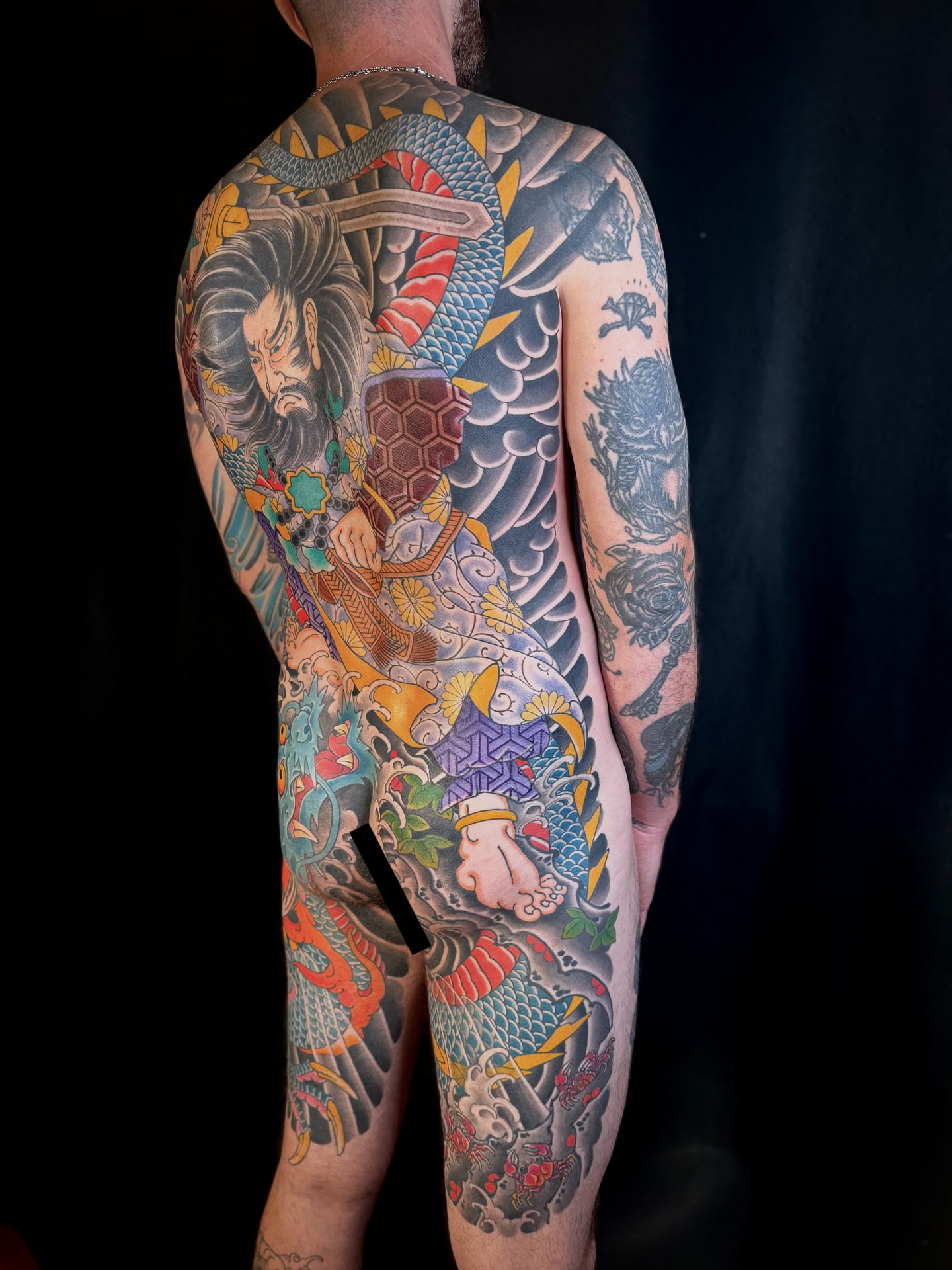 Samurai warrior japanese irezumi tattoo on the back by Candi Kinyōbi