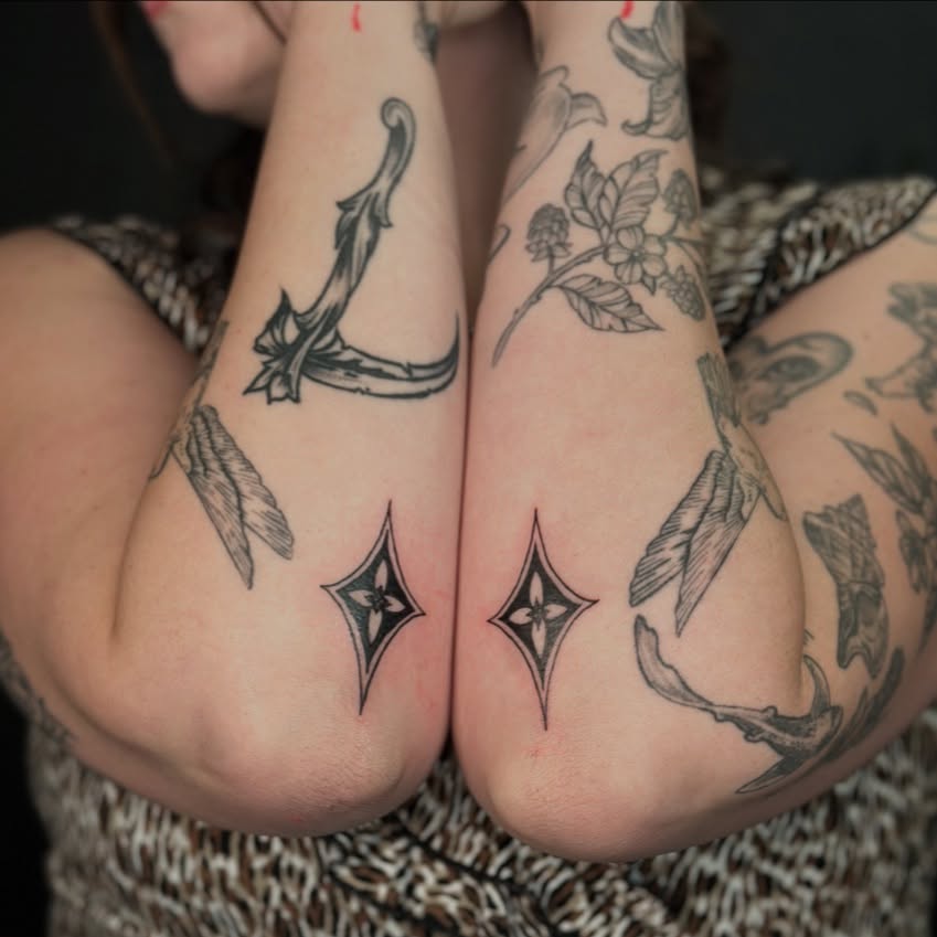 Floral and geometric patterns black and grey tattoo on the forearm by πΎππ π π·ππ πππππ πΏπππππ π¬πππππ