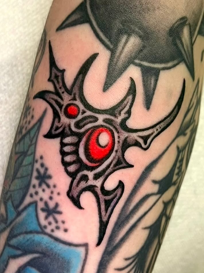 Demon head neo-traditional tattoo on the forearm by π΅ππππ π¬ππππ
