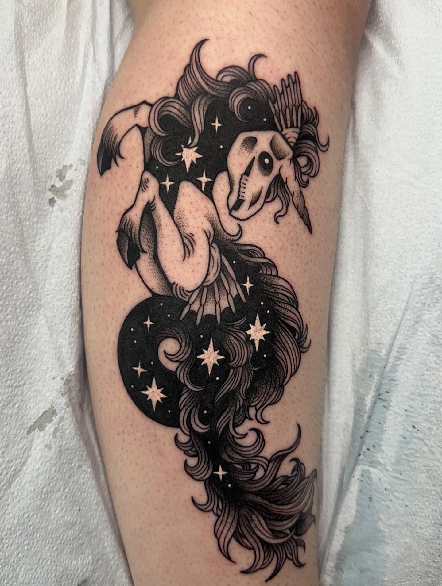 Tattoo by @sammystormtattoo — black_and_grey, dark_realism