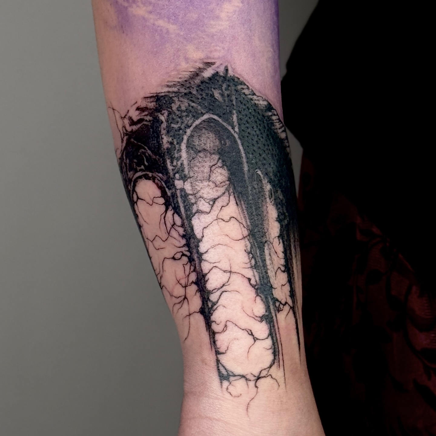 Dragon dotwork tattoo on the forearm by V เผ๏ธ ๐๐๐ญ๐ญ๐จ๐จ ๐๐ซ๐ญ๐ข๐ฌ๐ญ
