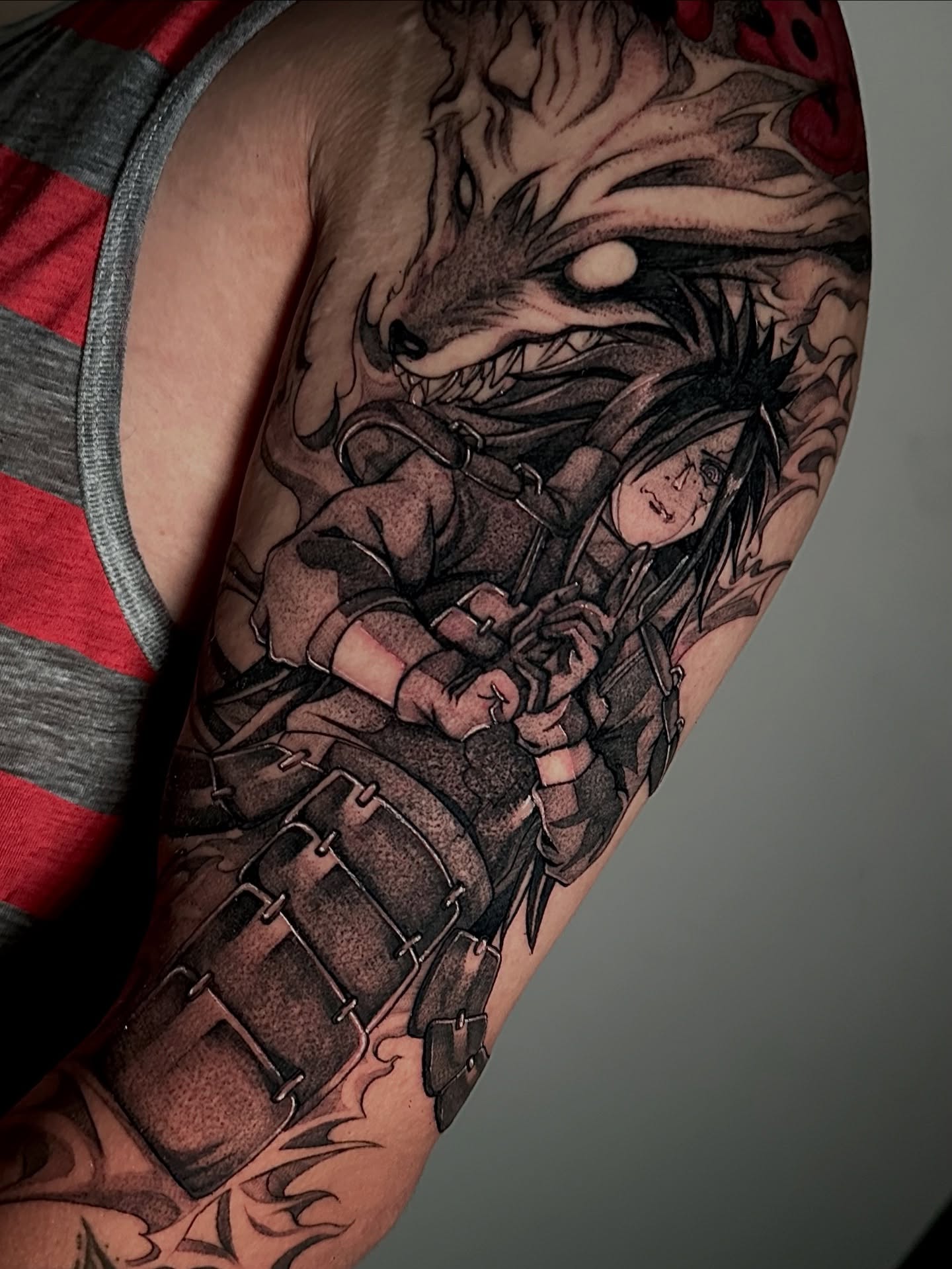 Anime character anime tattoo on the forearm by Crystal, Las Vegas, Nevada