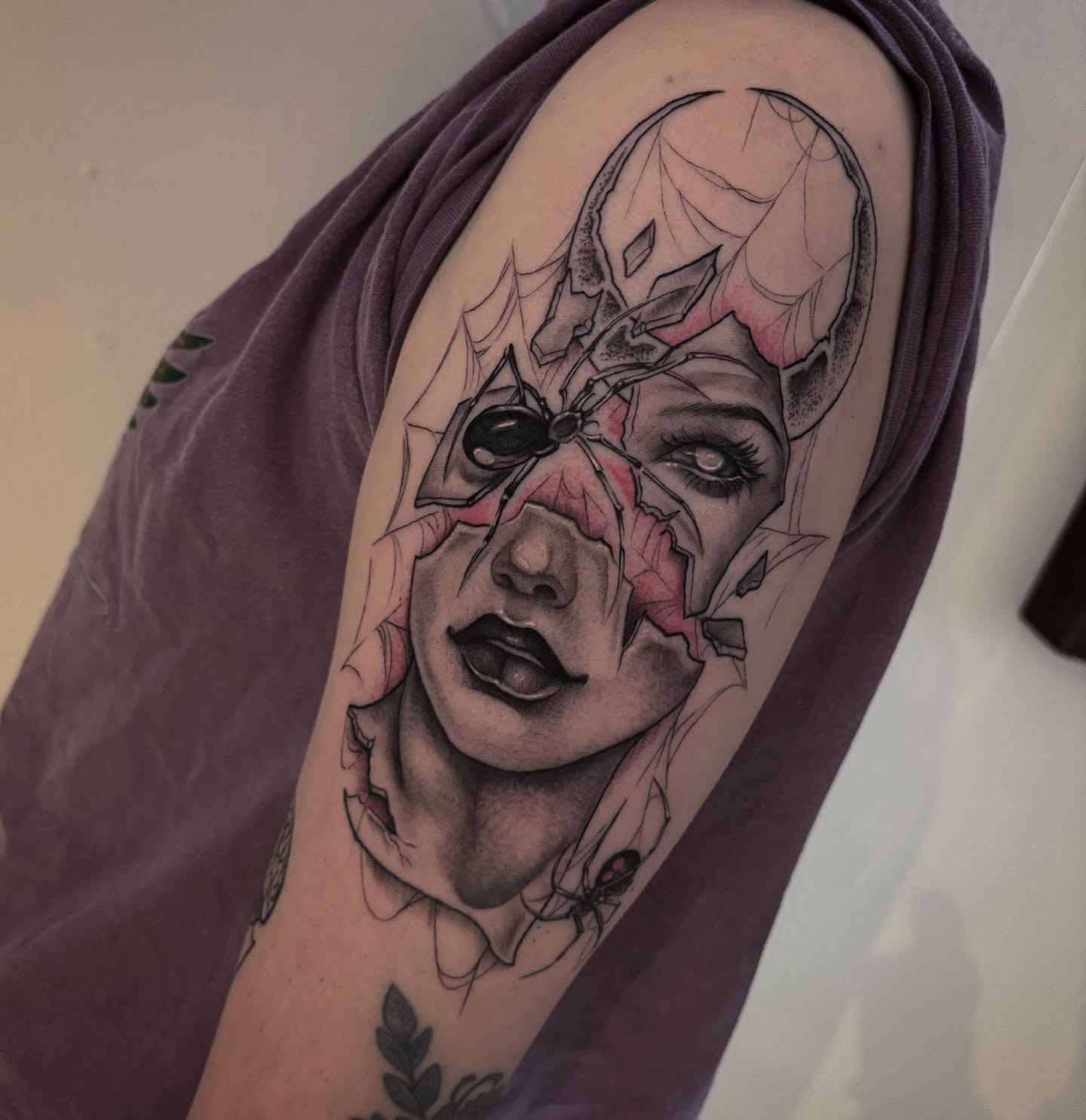 Woman's face realism tattoo on the forearm by Lynx, Cincinnati, Ohio