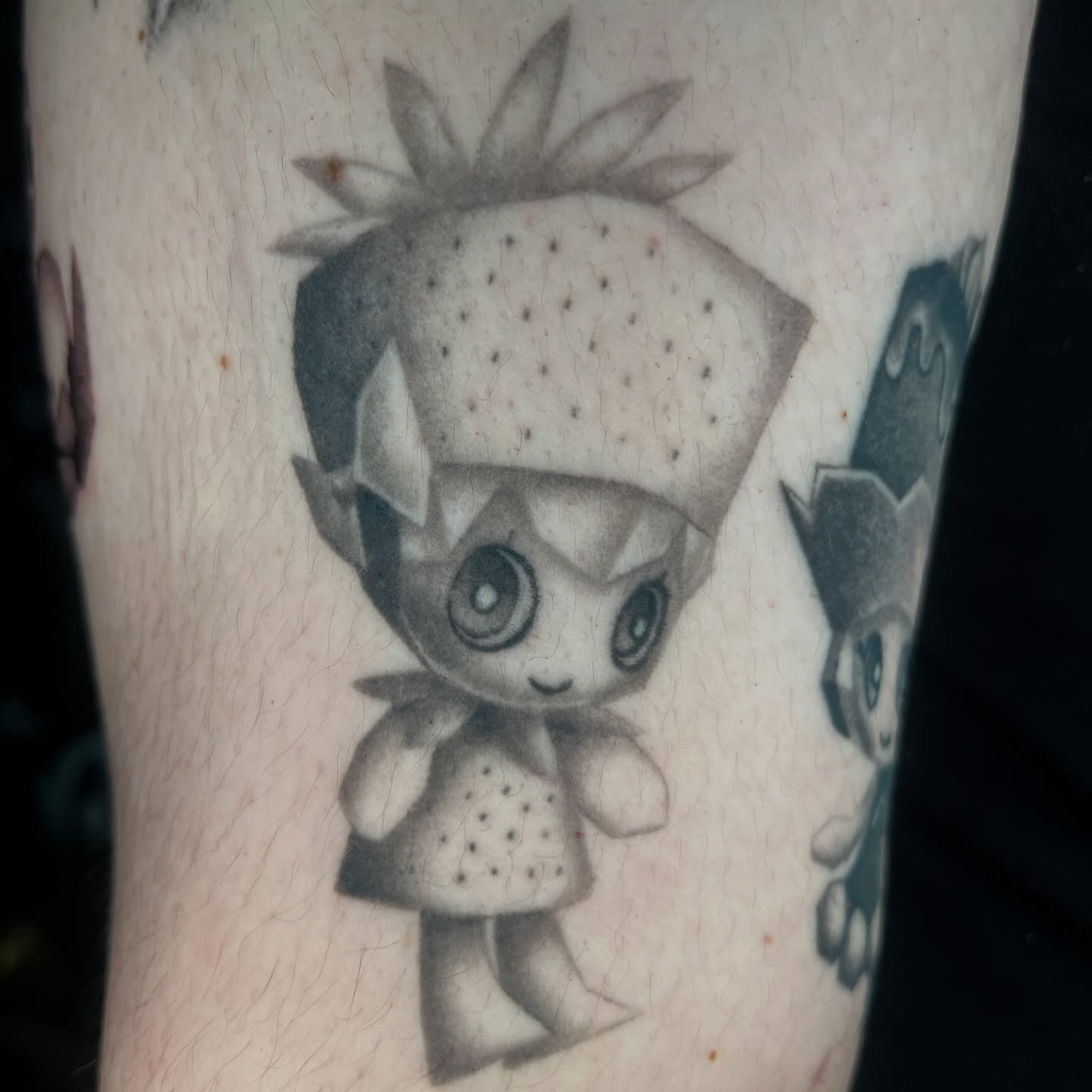 Tattoo by @vapidstar — dotwork, anime