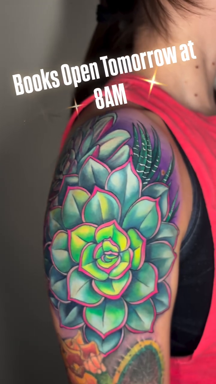 Succulent plant realism tattoo by Chelsey Moore, Albuquerque, New Mexico