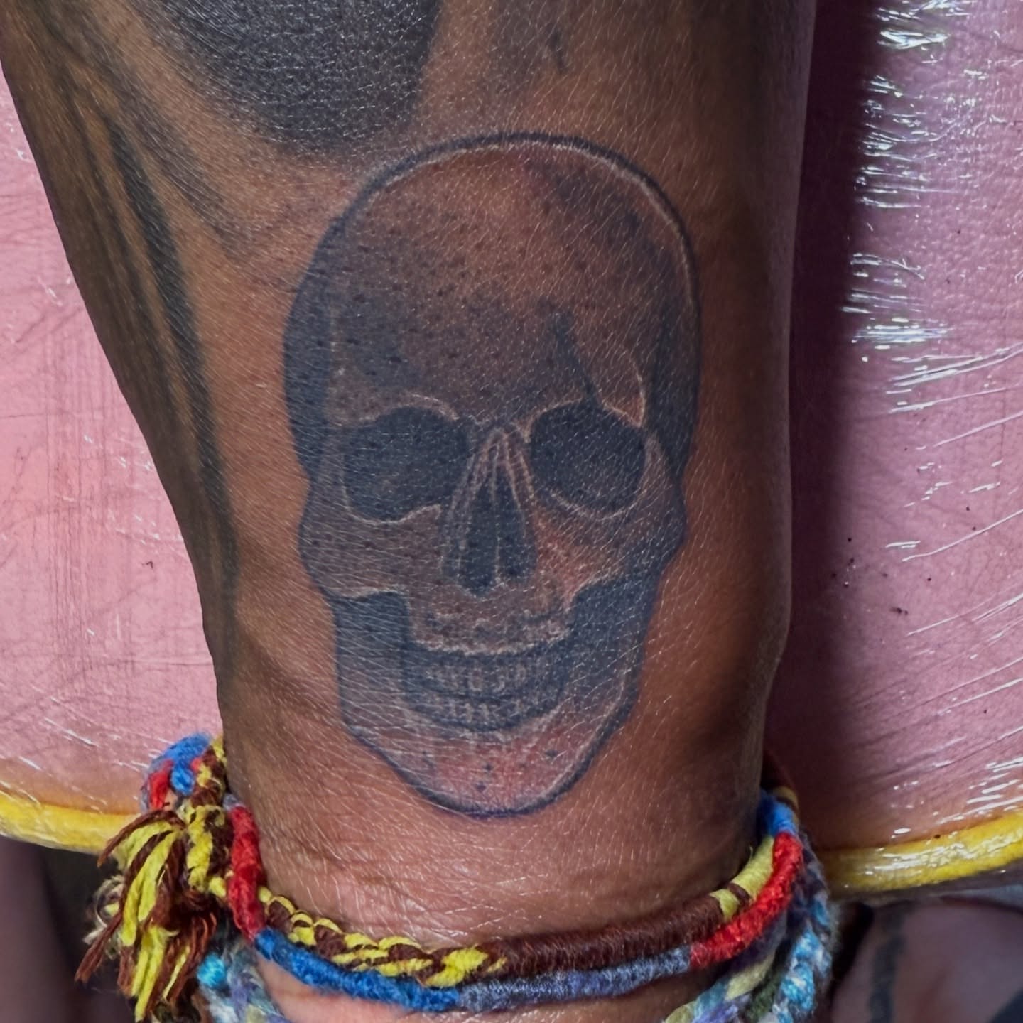 Skull black and grey tattoo on the forearm by Kbryanttattoos, Ohio City, Ohio