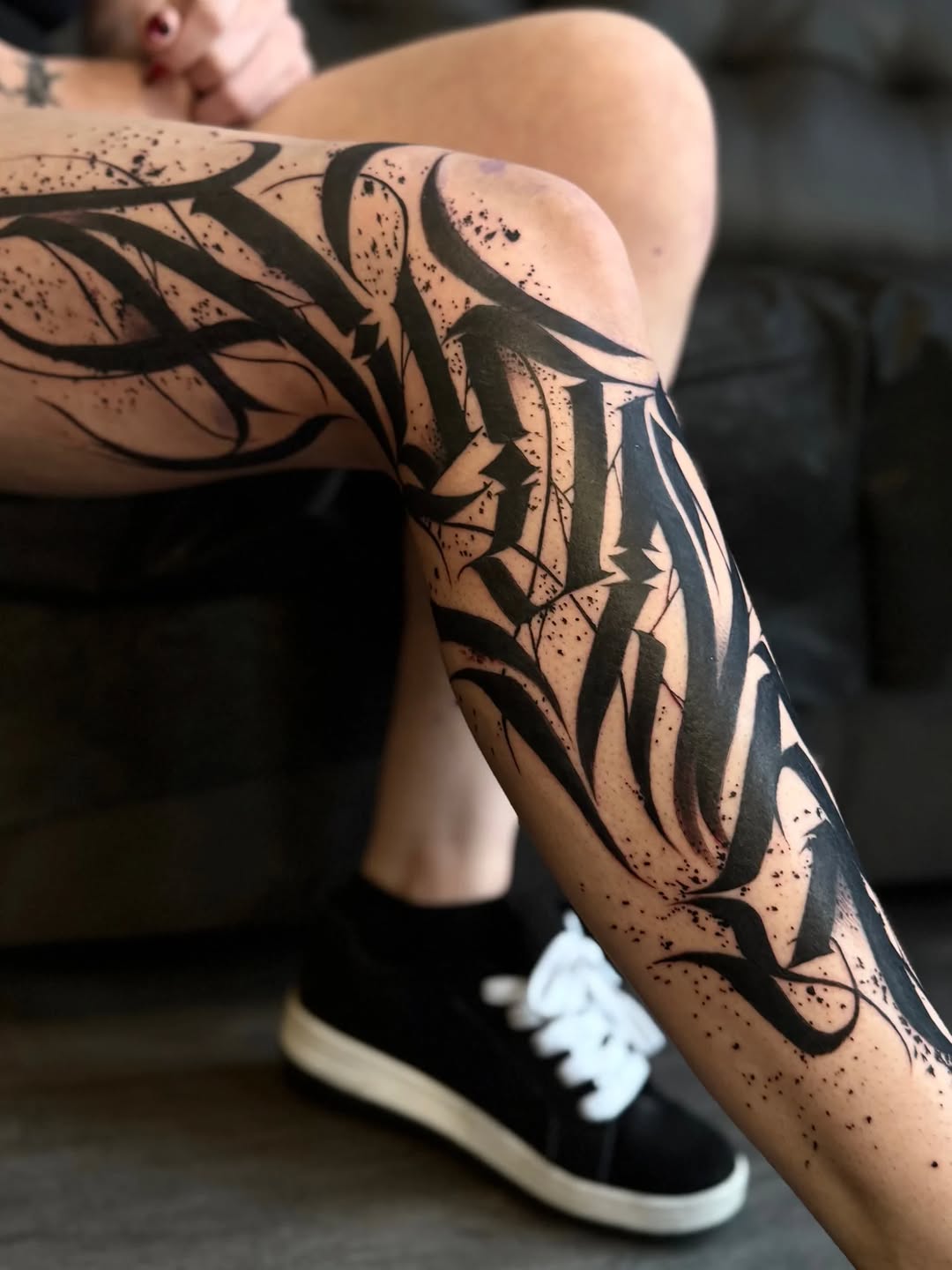 Tattoo by @wiseroner — lettering_script, blackwork