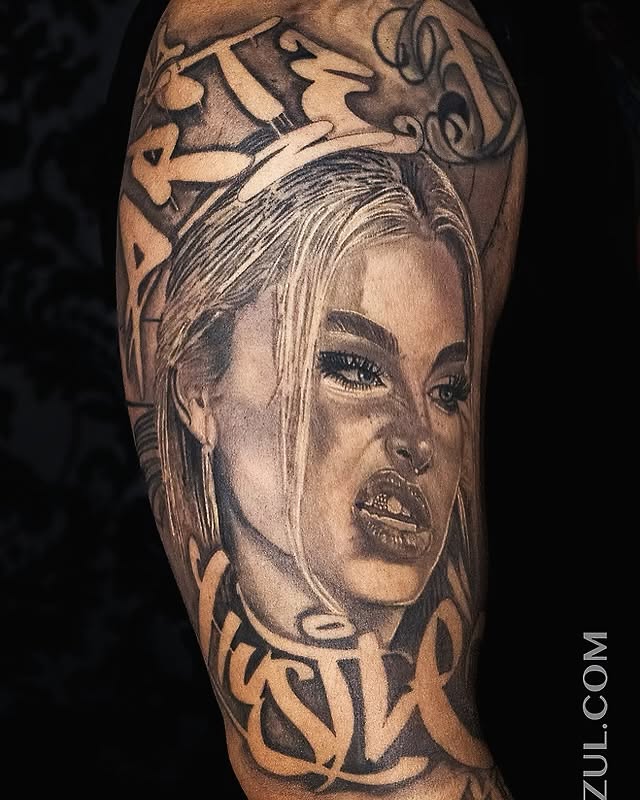 Tattoo by @dzulking — realism, lettering_script