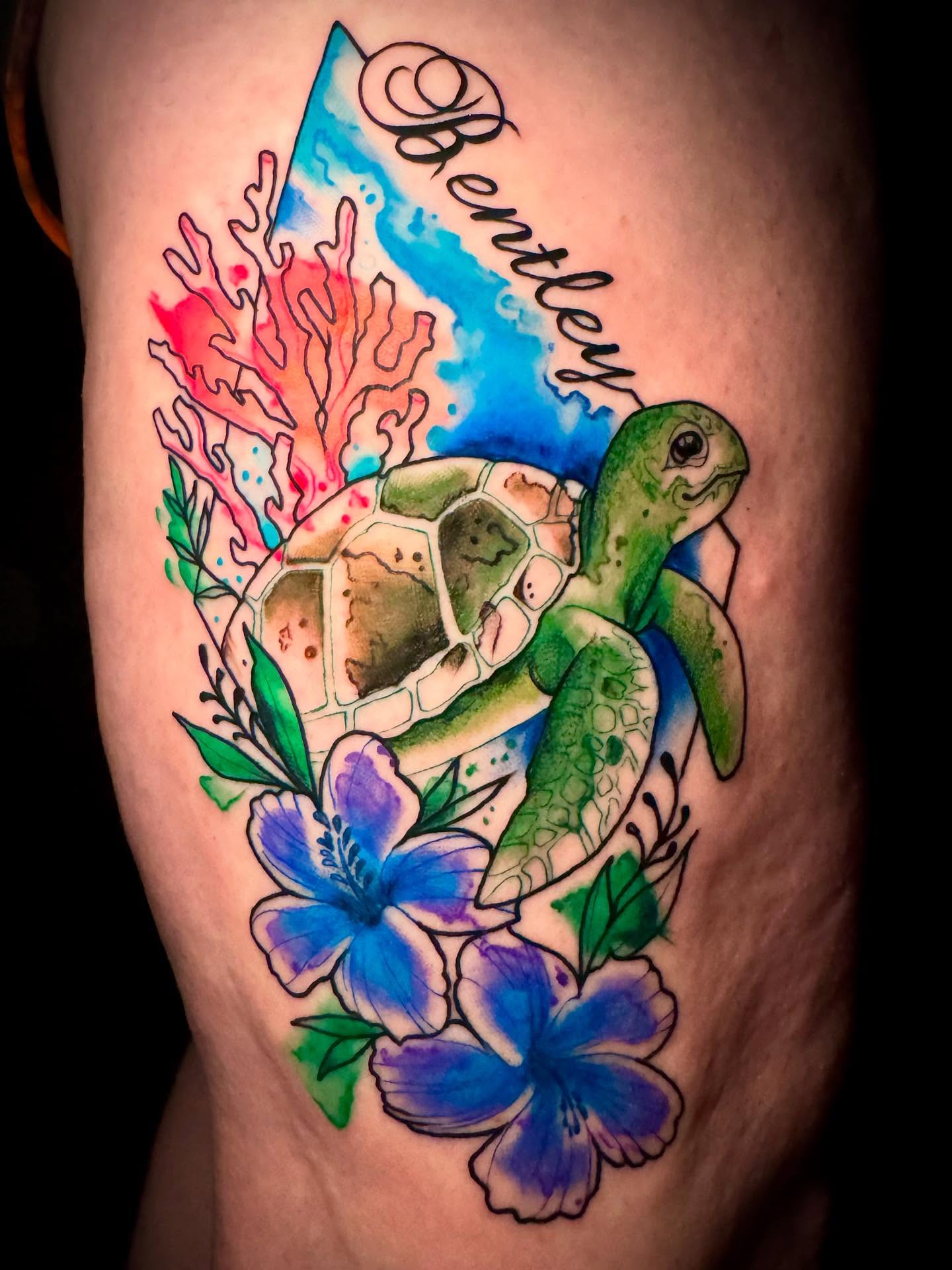 Tattoo by @gatorgirltattoo — watercolor, new_school
