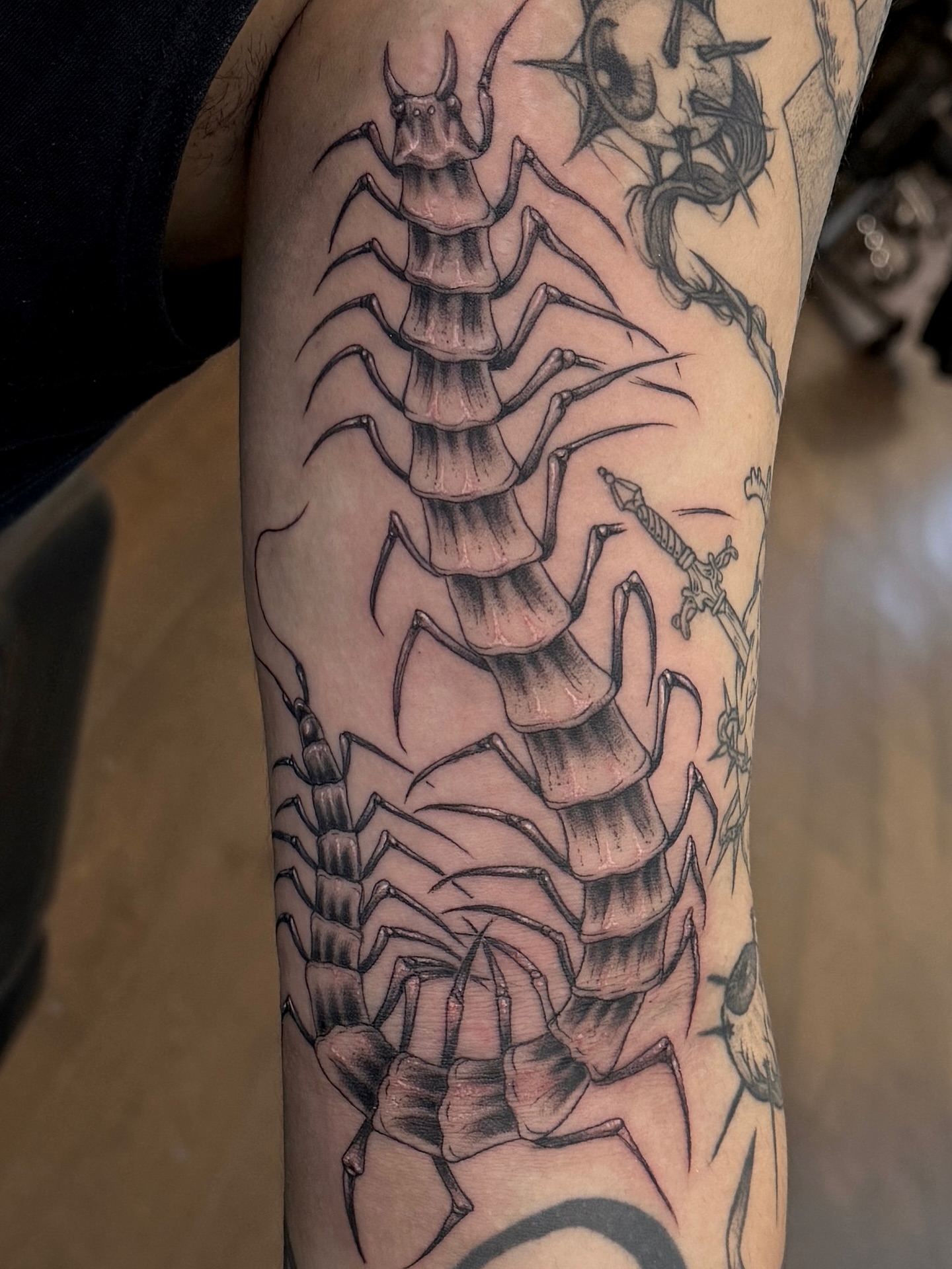 Tattoo by @madamartyr — black_and_grey