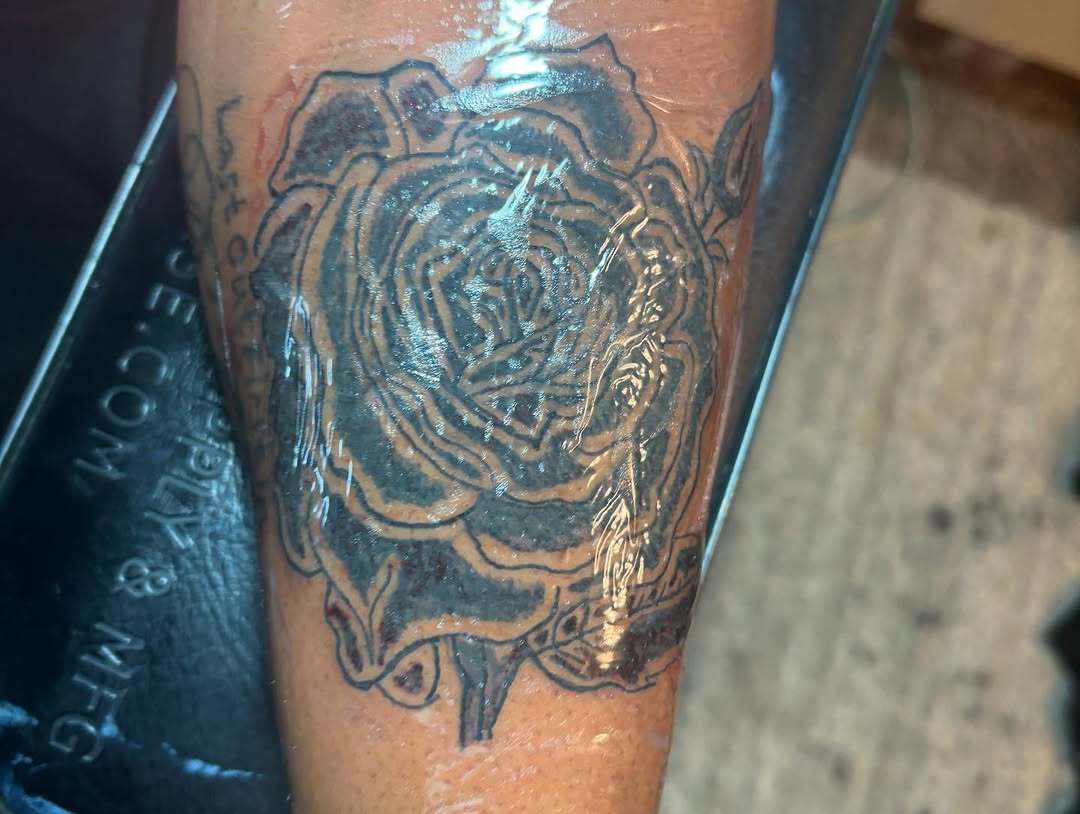 Rose dotwork tattoo on the forearm by Family and Loyalty