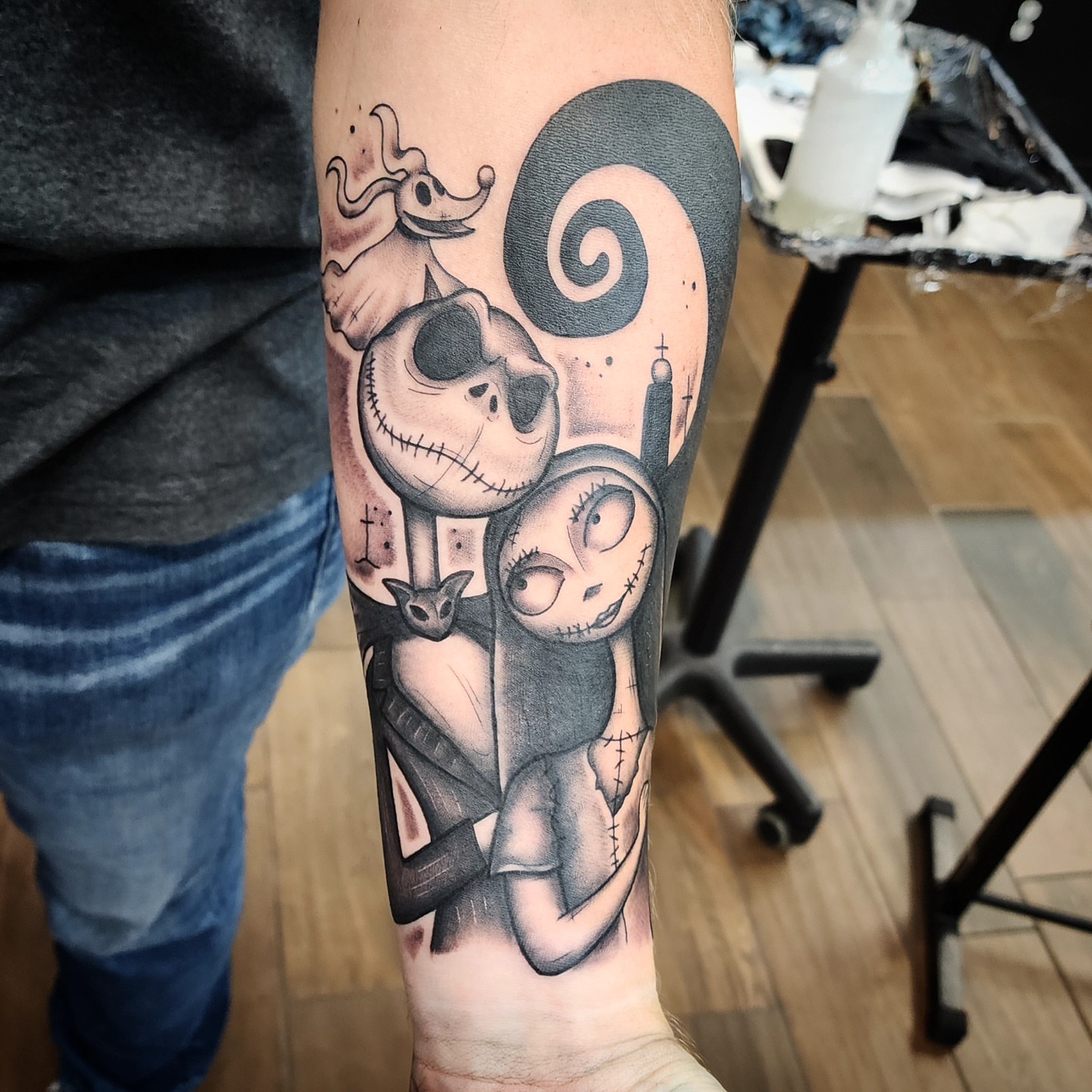 Tattoo by @dunebuggybobby — black_and_grey, dark_realism