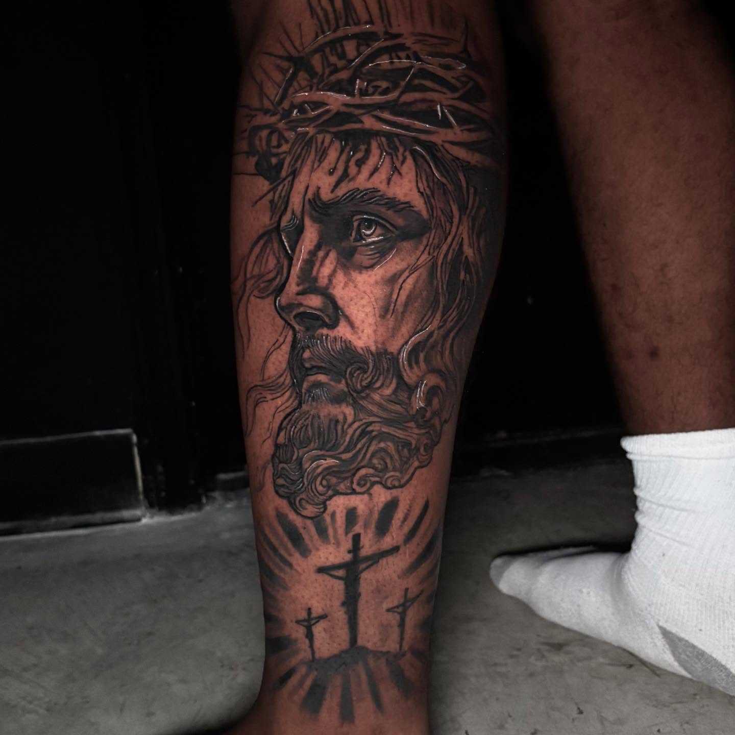 Tattoo by @inkbyisa_ — black_and_grey, realism