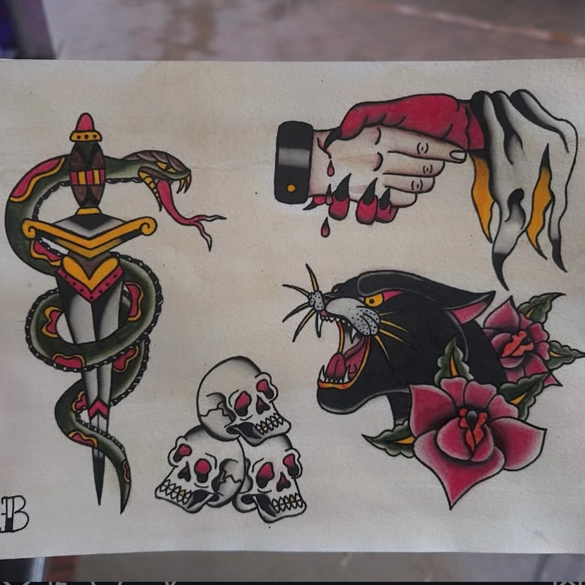 Snake and panther American traditional tattoo by Liz🗡️Fort Collins🗡️Tattoo Apprentice