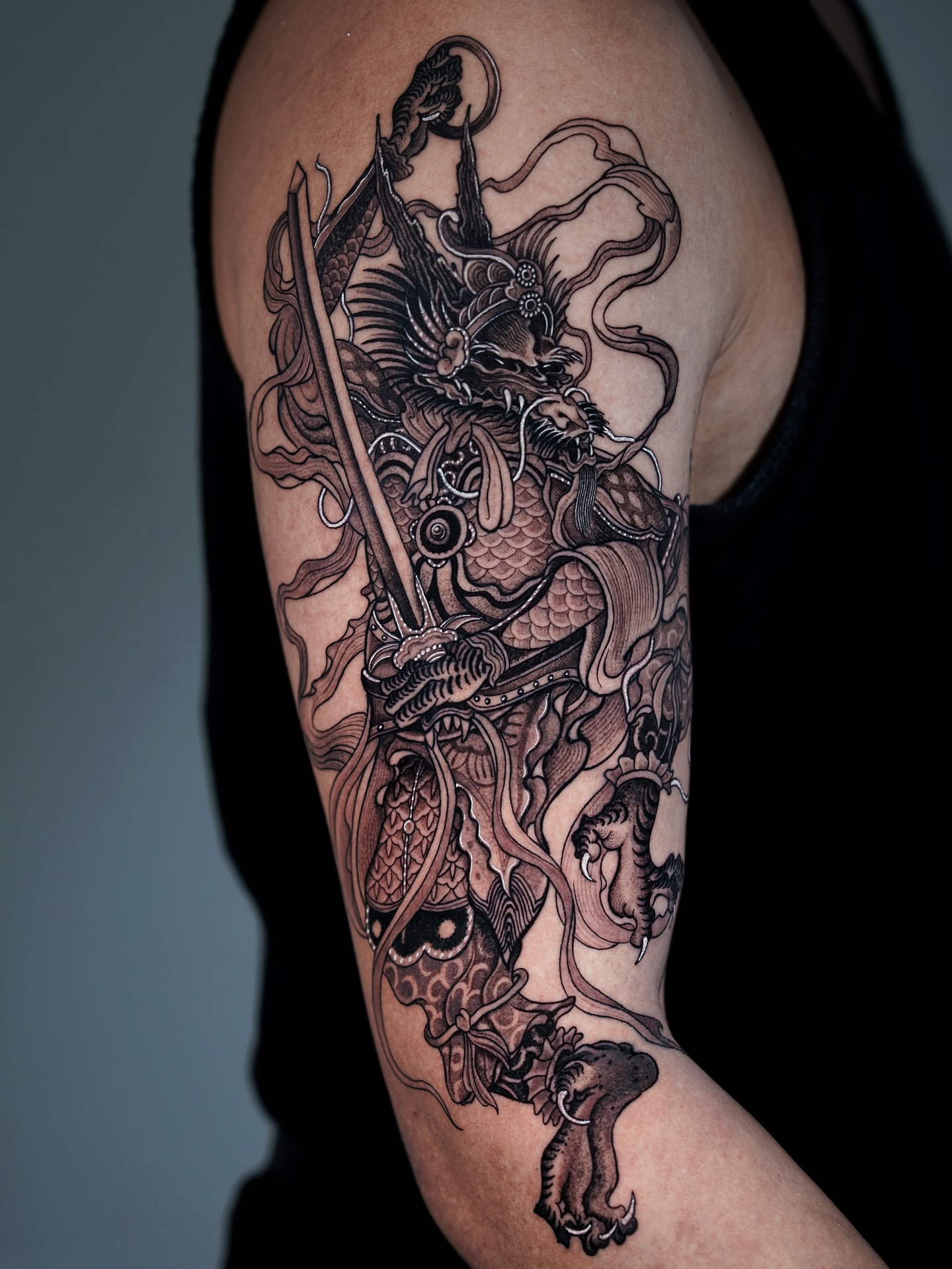 Samurai warrior japanese irezumi tattoo on the forearm by Swani