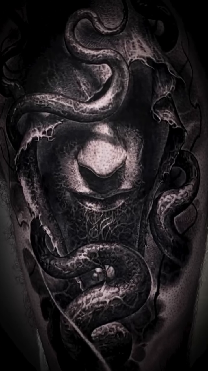 Tattoo by @robbylatos — dark_realism, black_and_grey