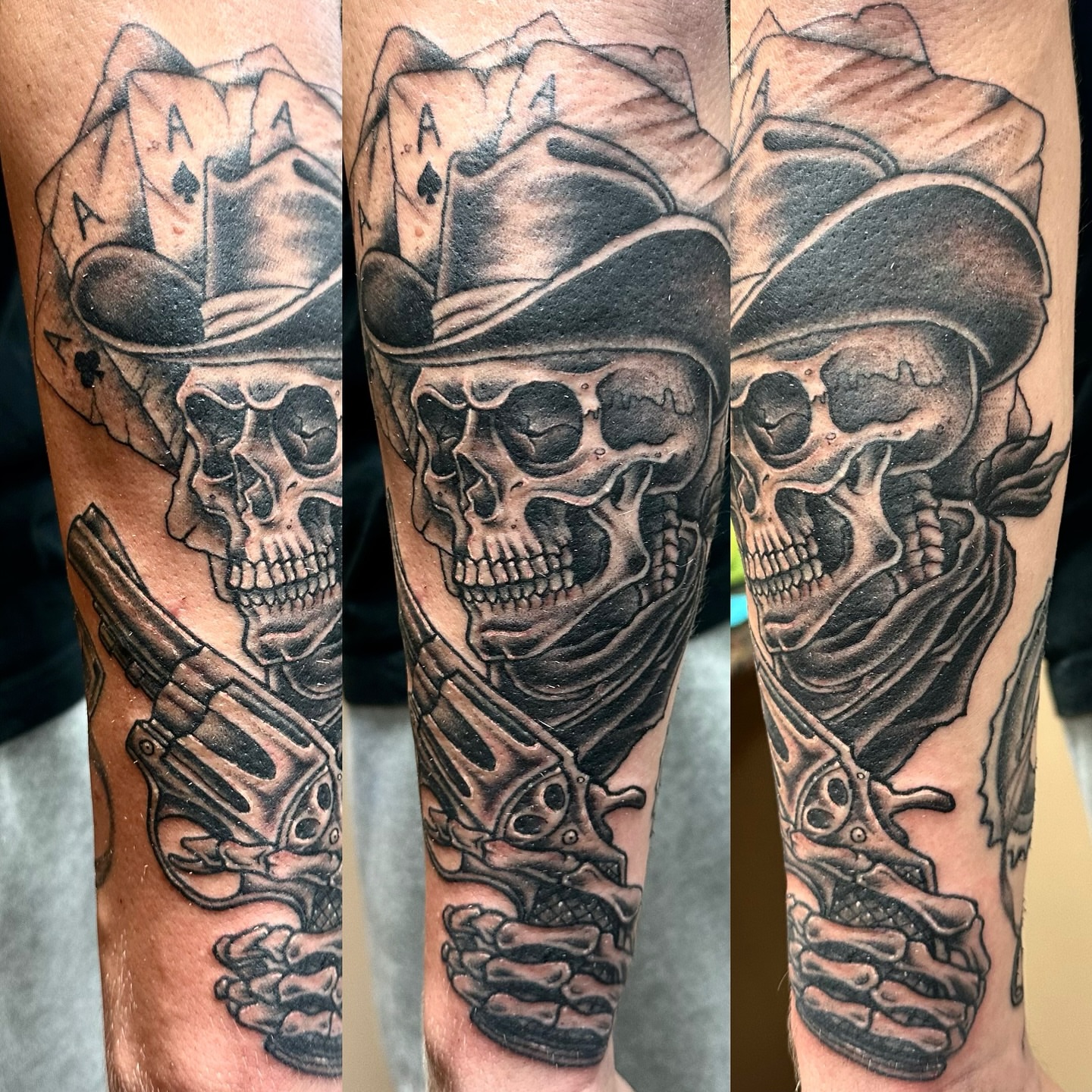 Tattoo by @calvinvoncrush — black_and_grey, realism