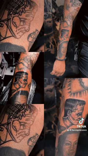Frankenstein's monster portrait realism tattoo by Eli Flores