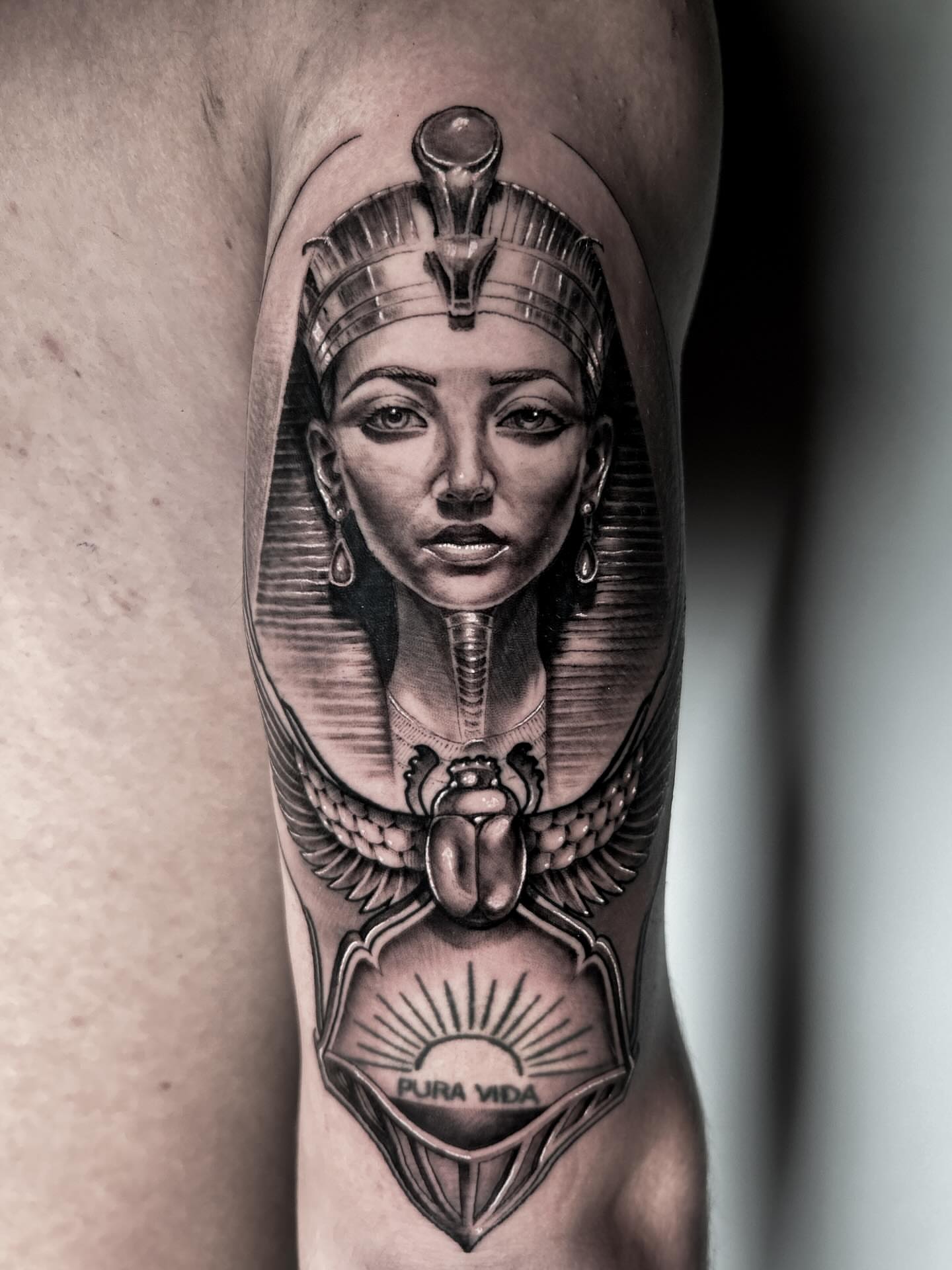 Pharaoh realism tattoo on the forearm by Eltche Art Tattoo