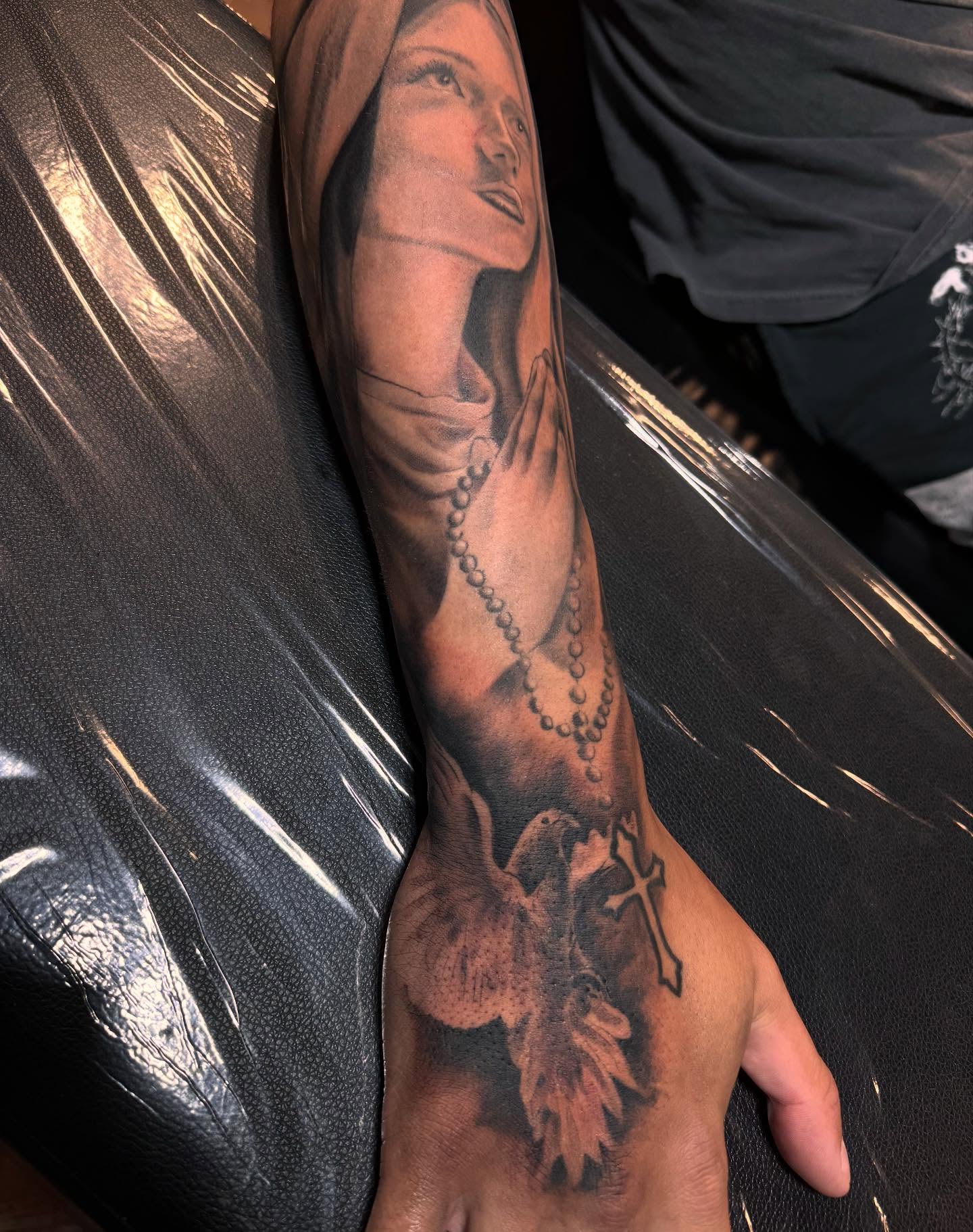 Tattoo by @meme_tattoos — realism, black_and_grey
