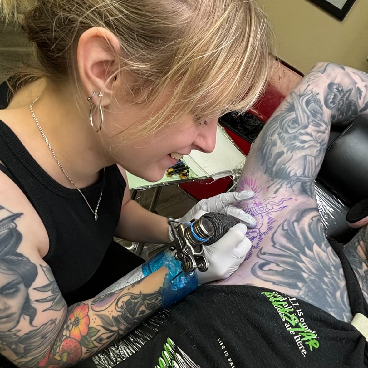 Tattoo by @kolton_tattoos — dotwork