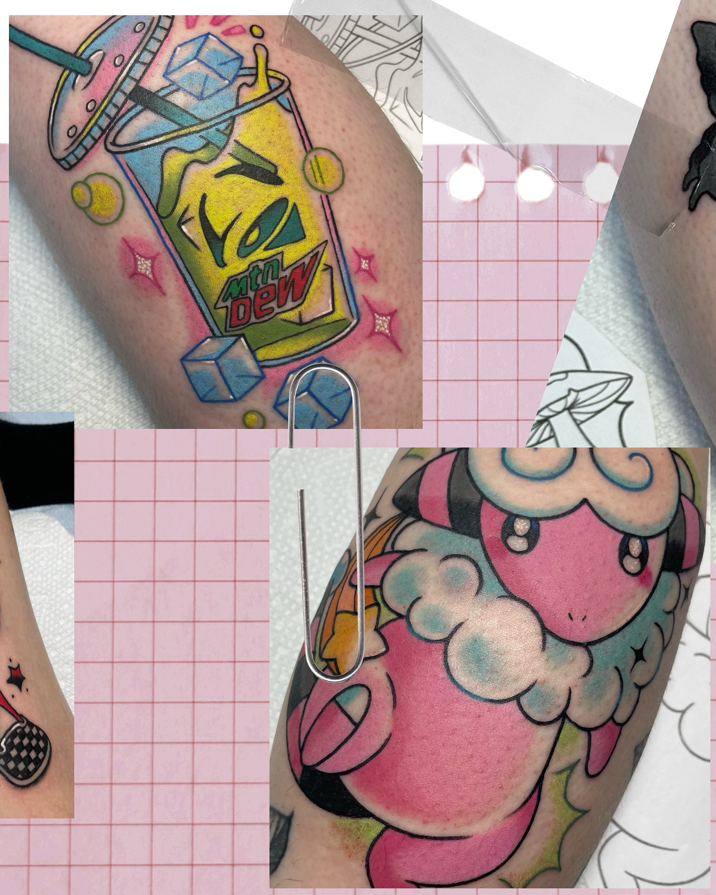 Mtn dew can new school tattoo on the forearm by vic